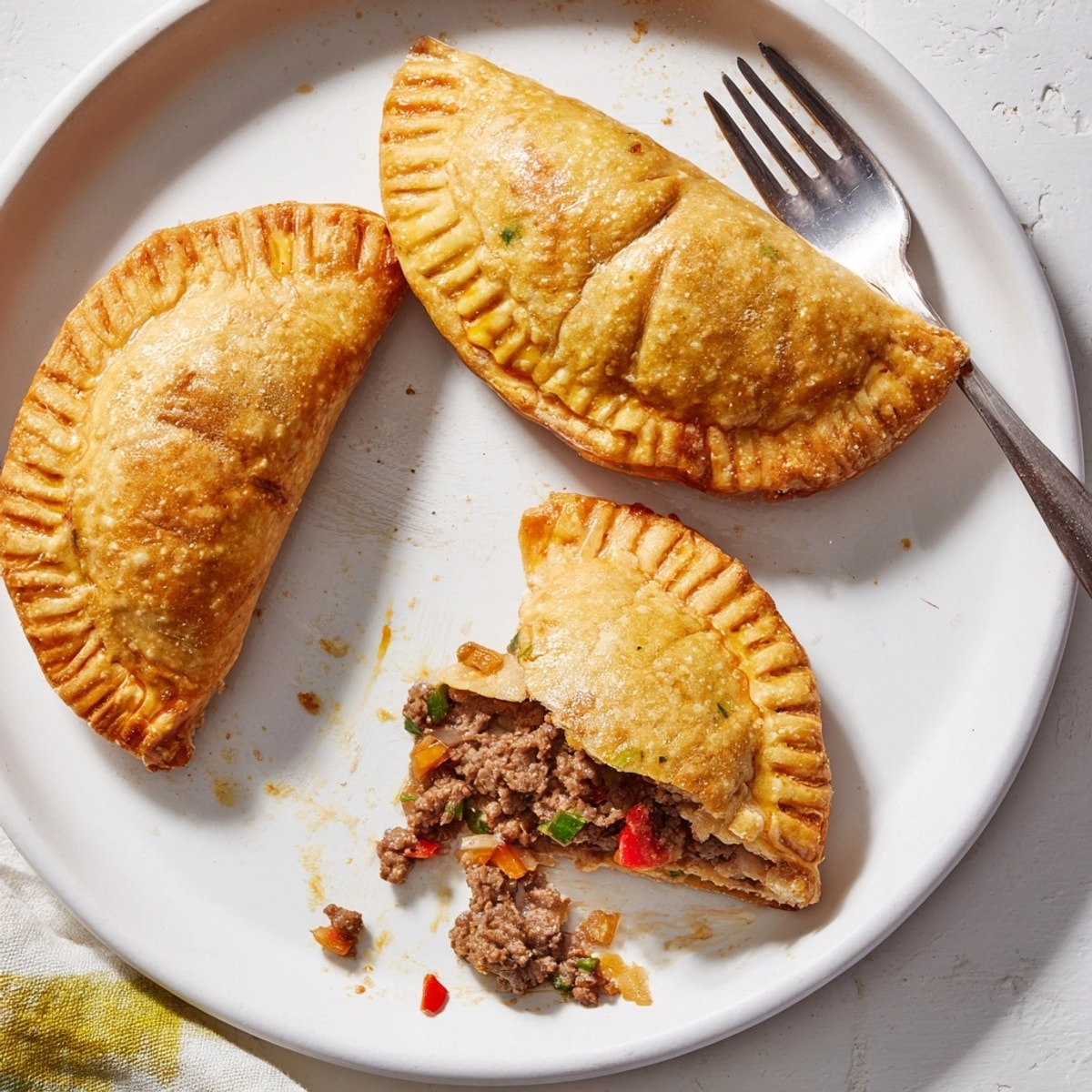 Homemade Panamanian empanadas, browned to perfection, with visible flaky layers &ndash; serve alongside salsa.