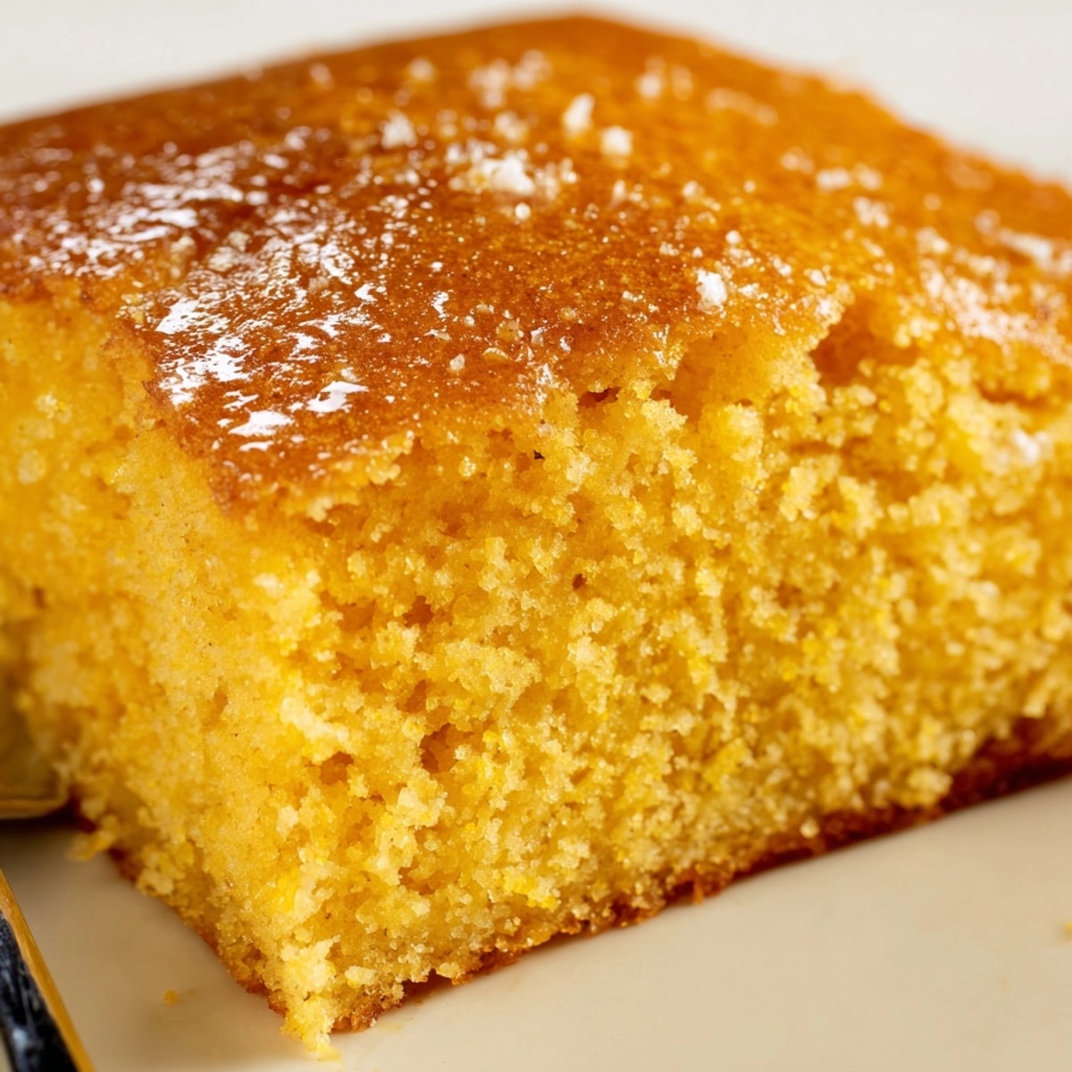 Golden Krusteaz Cornbread, a moist and fluffy side, ready to enjoy with chili.