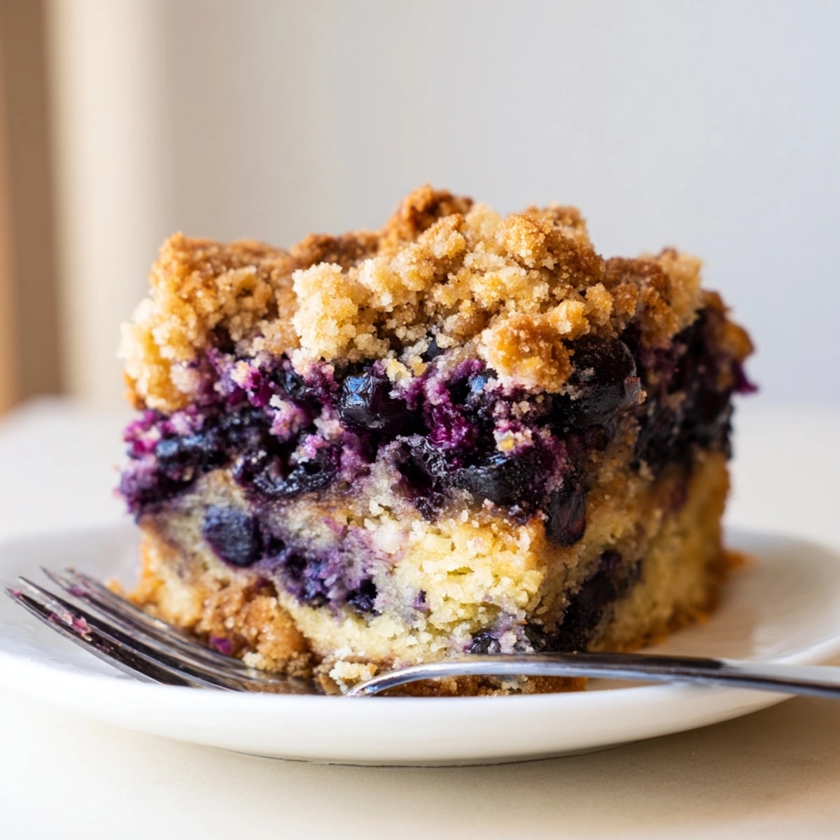 Golden Blueberry Buckle warm from the oven, streusel topping glistening, ready for brunch.