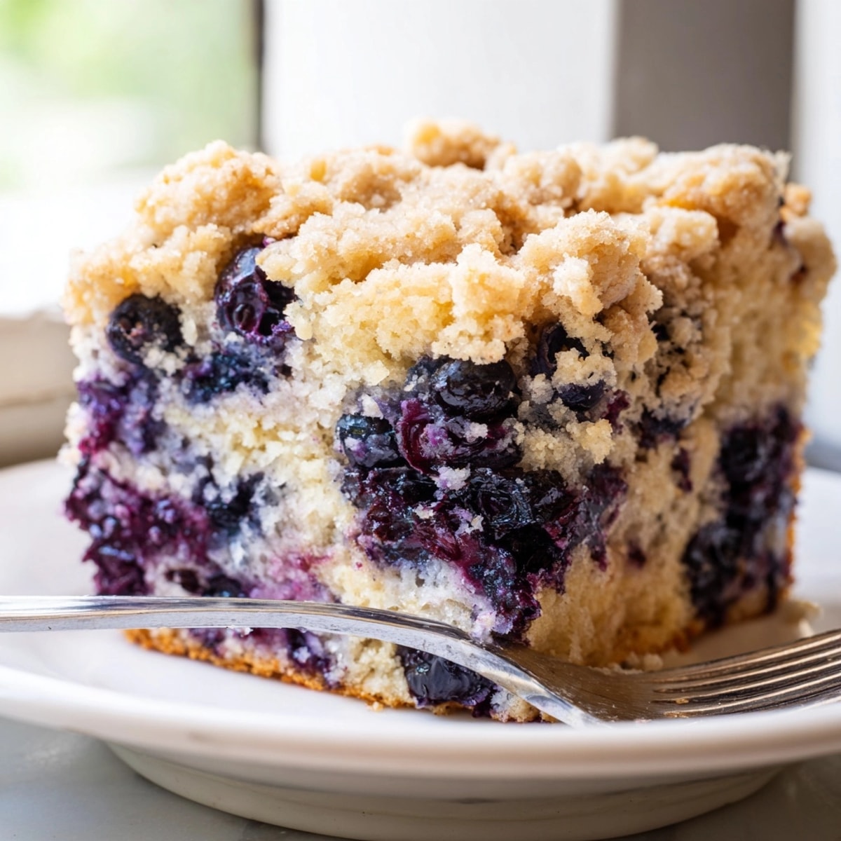 Imagine a soft, aromatic square of fresh-baked Blueberry Buckle, dusted with cinnamon streusel.