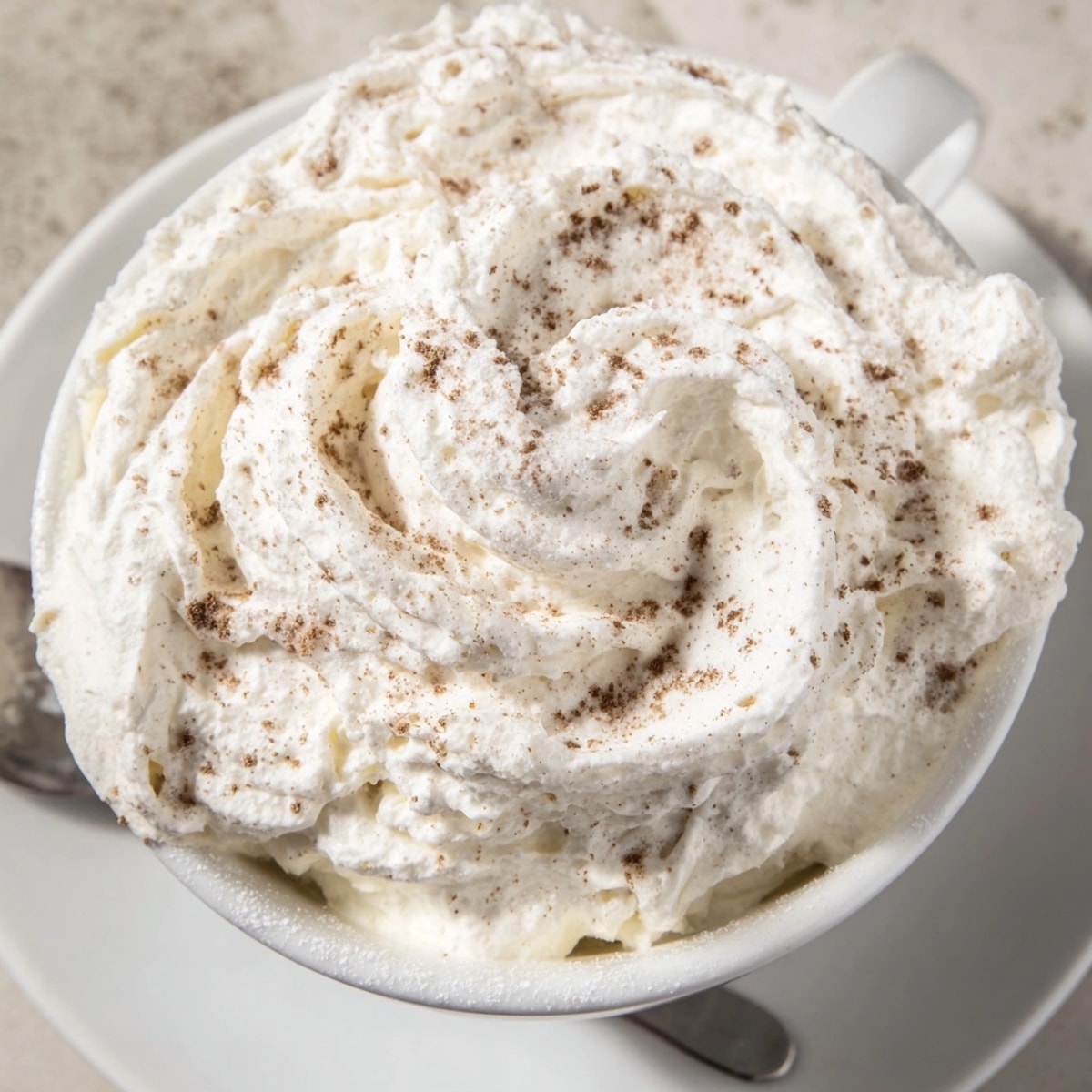 Swirled Cinnamon Roll Cream Hack topping, light airy texture, great as dessert spread.