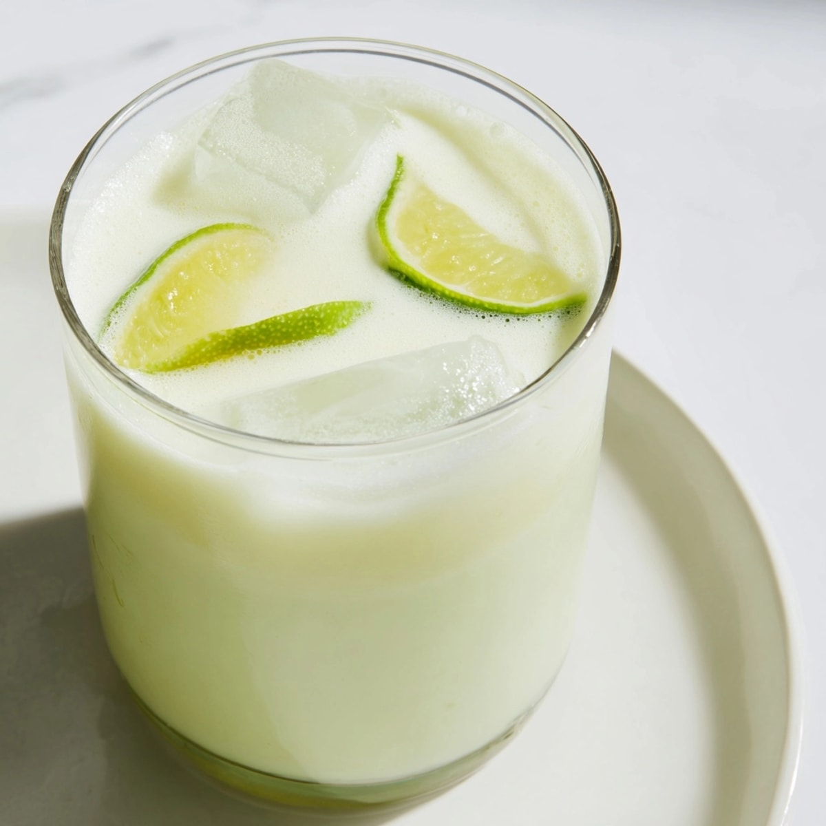 Icy Brazilian Lemonade made with limes and condensed milk, perfect for summer.