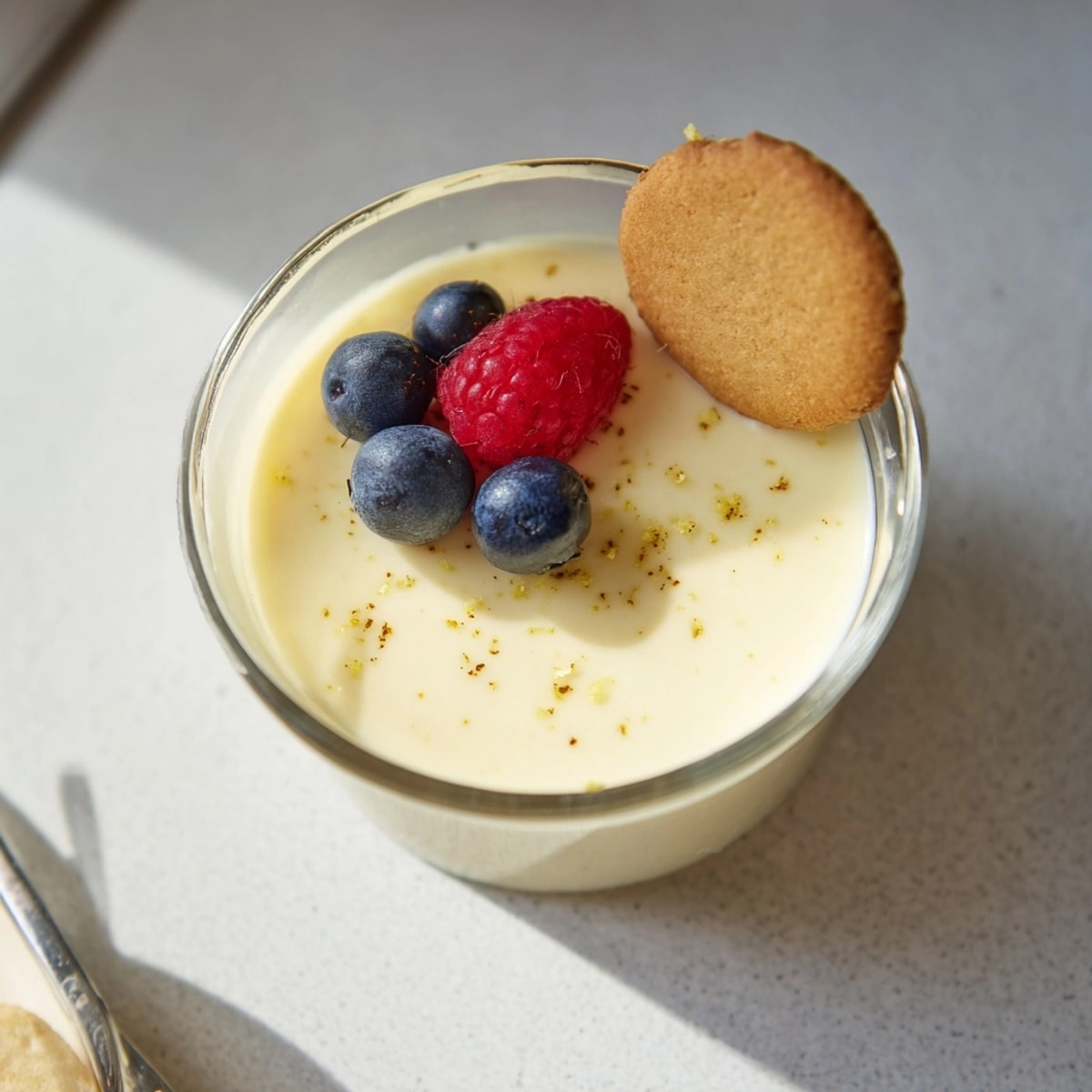 Homemade Lemon Posset recipe: Silky smooth citrus dessert, garnished with berries, cool and refreshing.