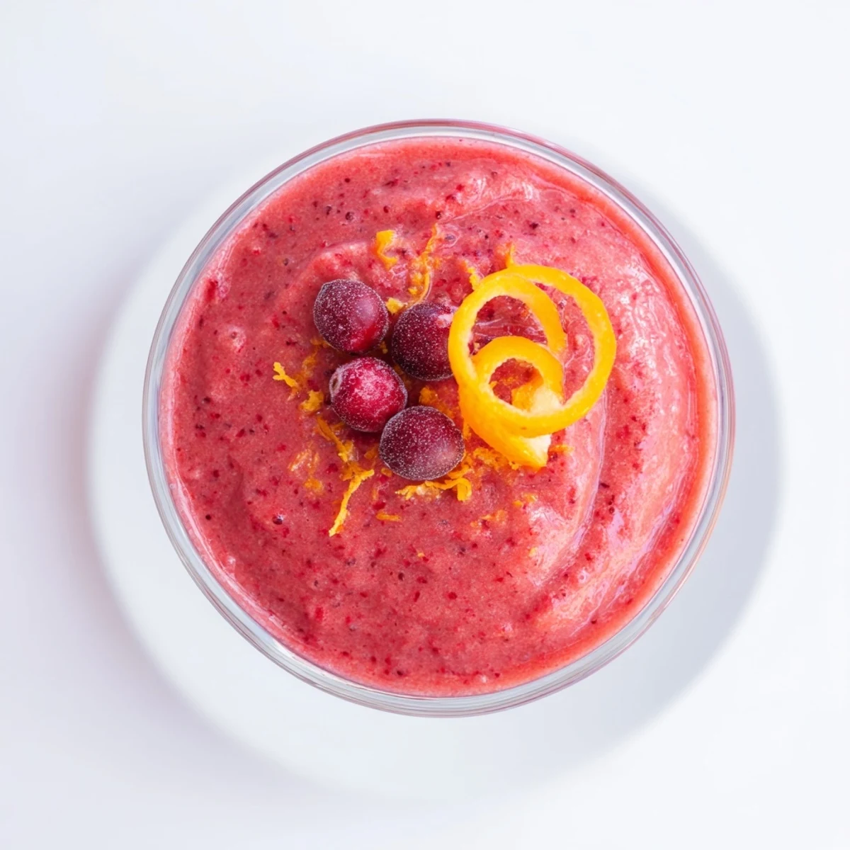 Creamy cranberry orange smoothie, a healthy, vegan breakfast option ready in minutes with fresh ingredients.
