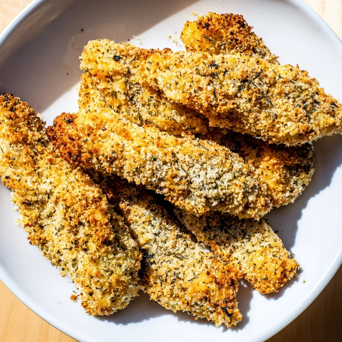 Golden, crispy Baked Parmesan Chicken Tenders, served with marinara, offer a satisfying, easy meal.