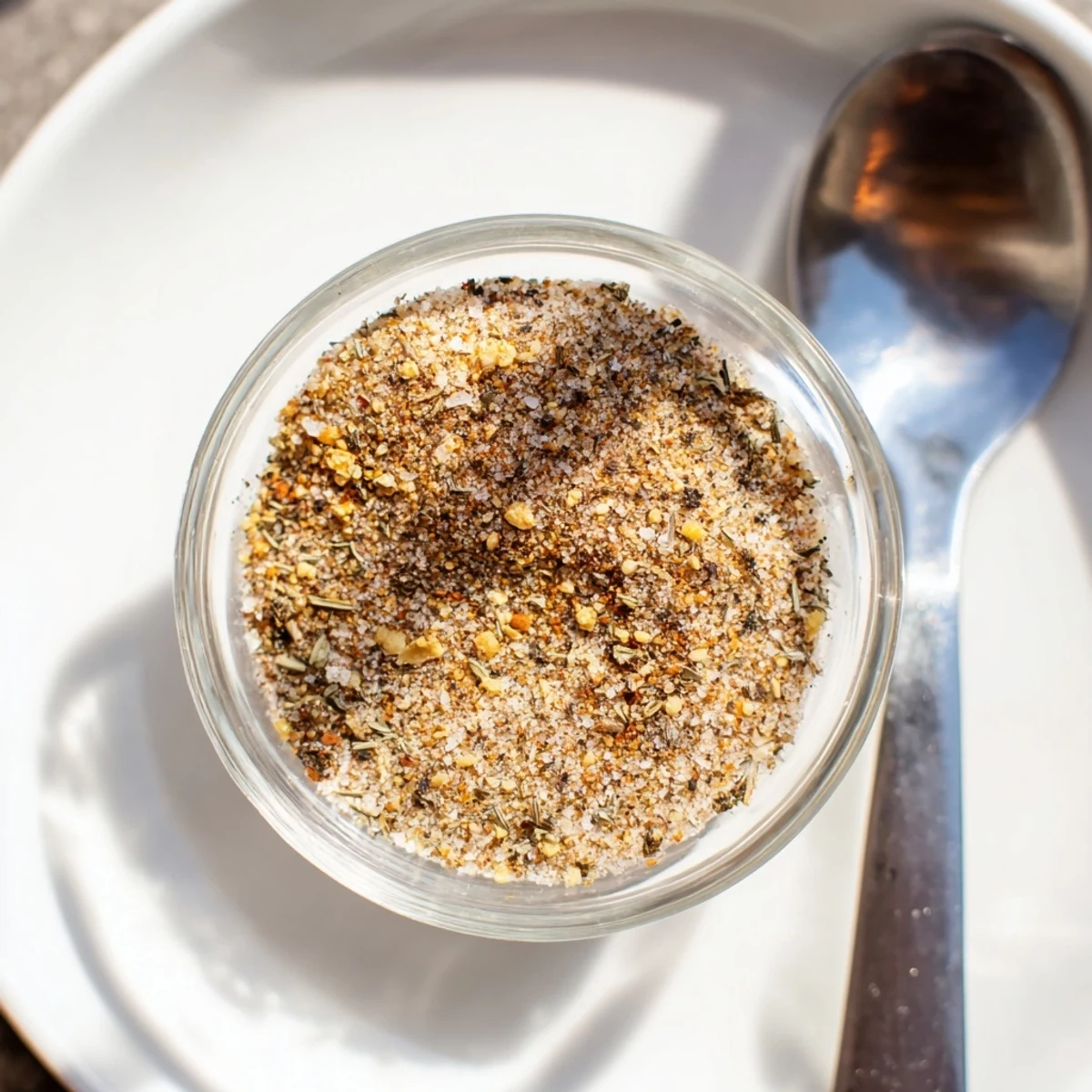 Golden-hued Spiced Salt glistens, a versatile blend to elevate your favorite snacks with delicious tastes.