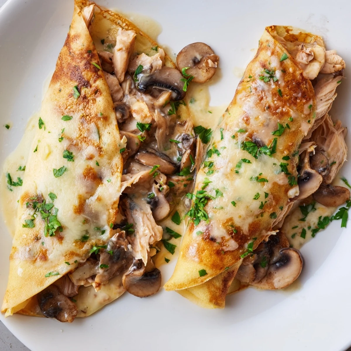 Savory chicken crêpes dish