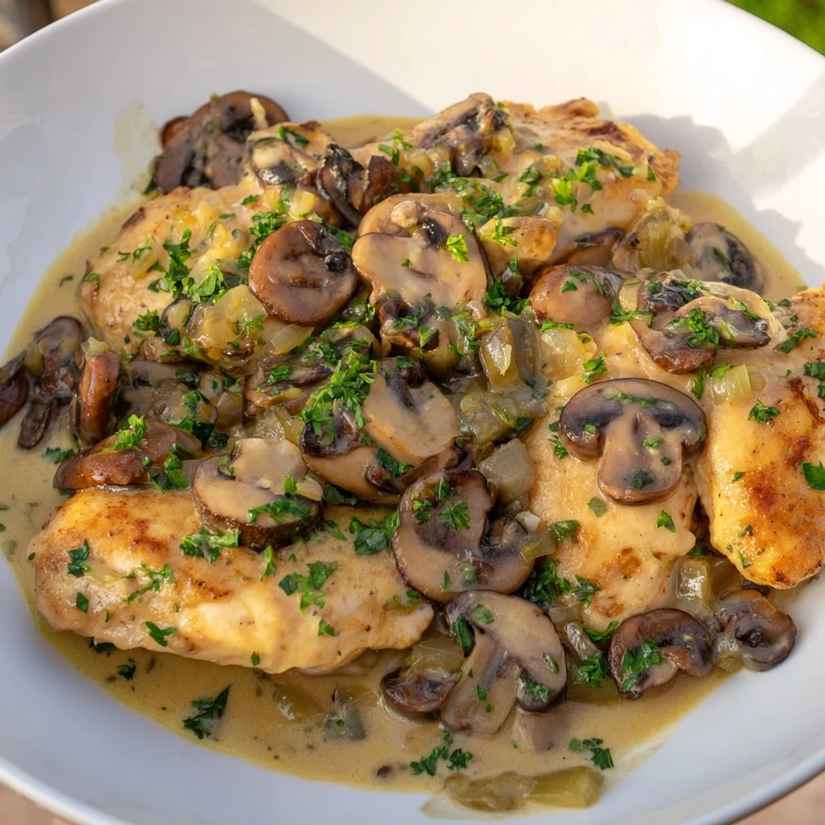 This mouthwatering Creamy Garlic Mushroom Chicken features tender chicken in a rich, velvety sauce with herbs.