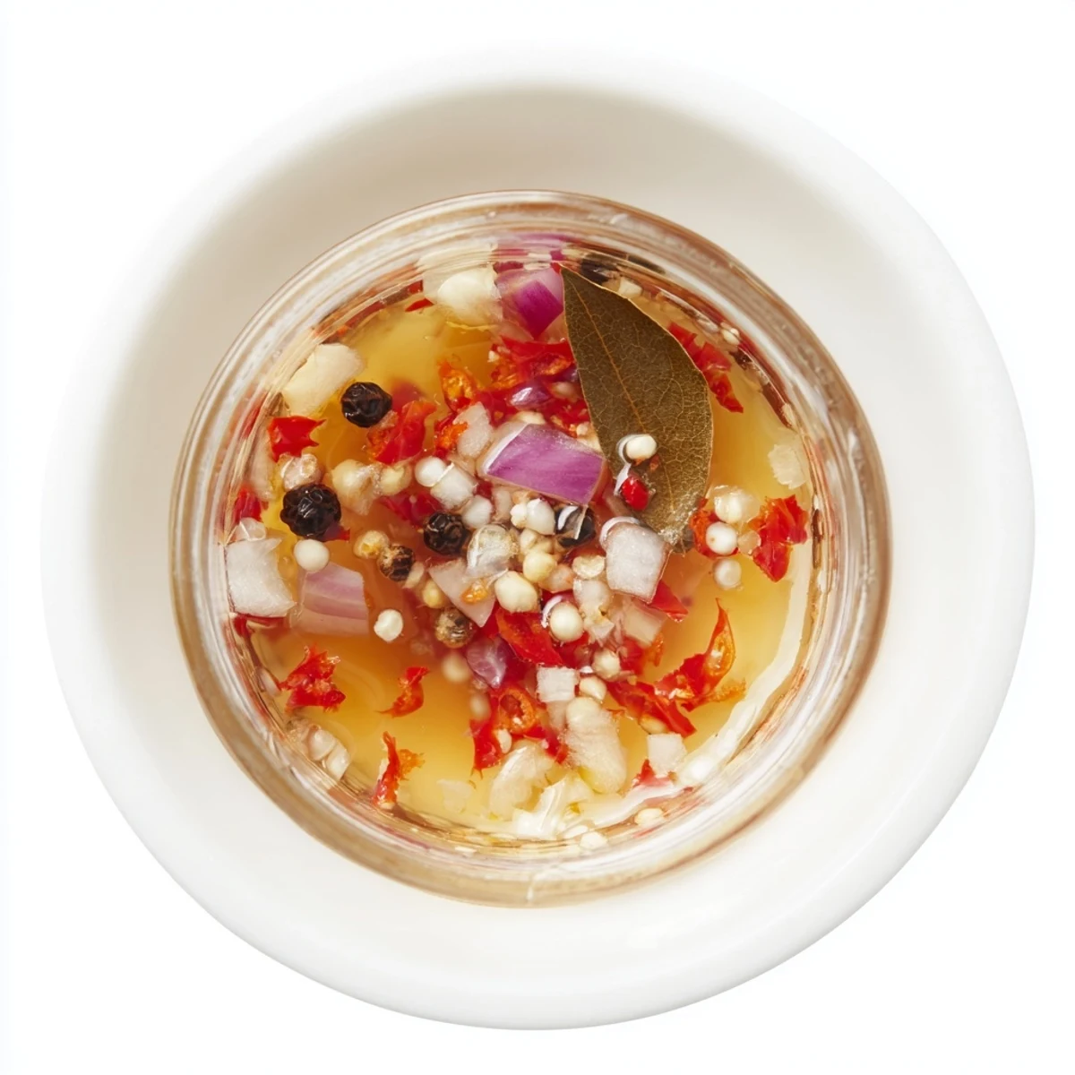 A jar of Filipino Spiced Vinegar Sauce, ready for dipping or marinating with a bright, tangy aroma.