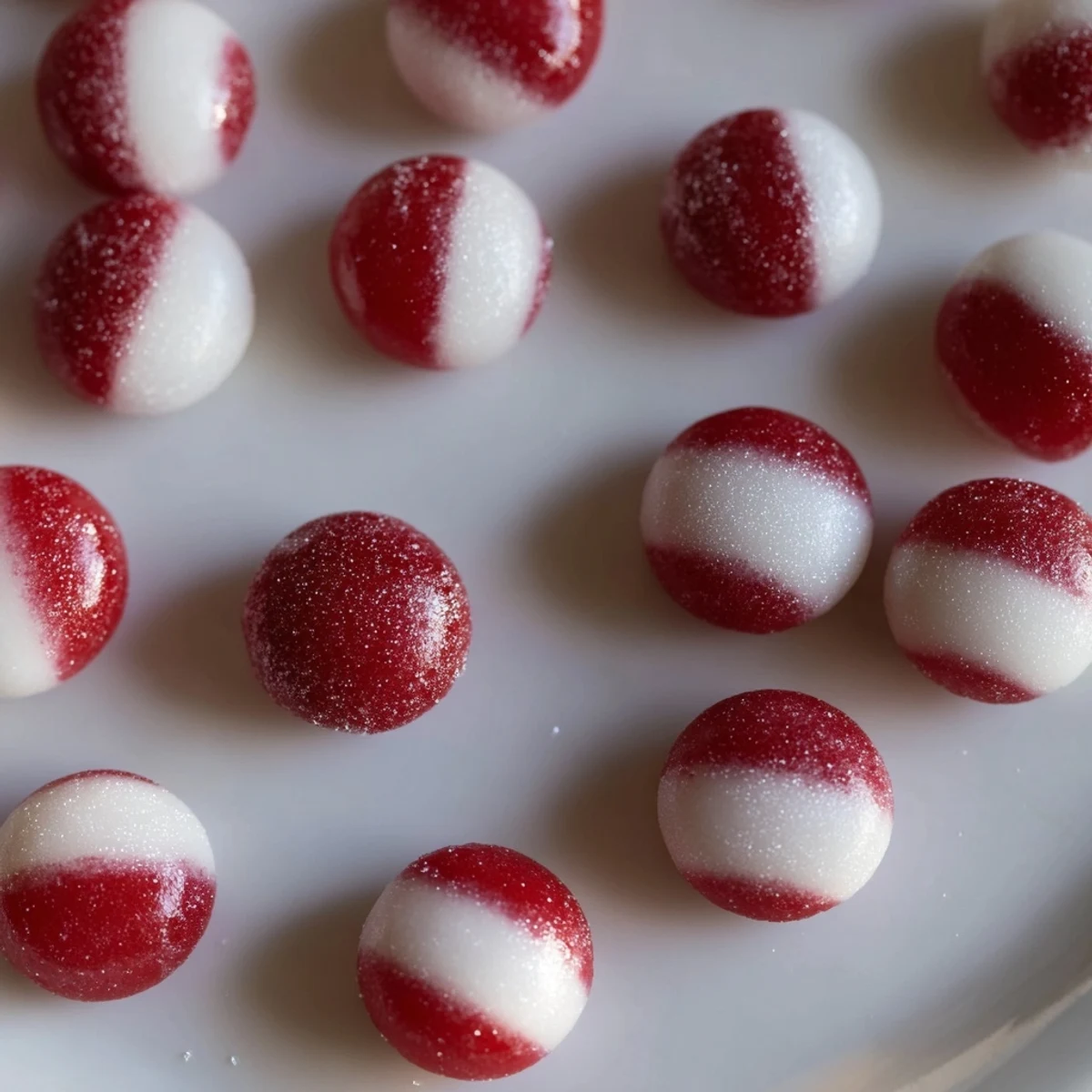 Crispy, glistening Peppermint Drop Candy rounds, a sweet treat perfect for holiday celebrations.