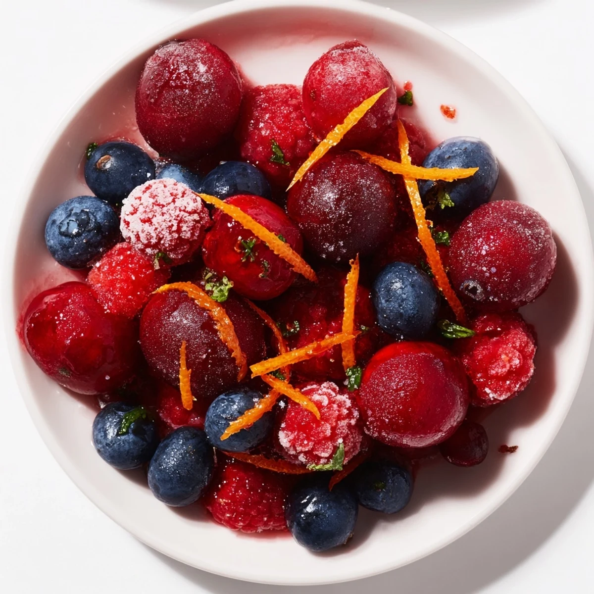 This photo shows freshly made cranberry garnish, a sweet-tart mix perfect for holiday dishes.