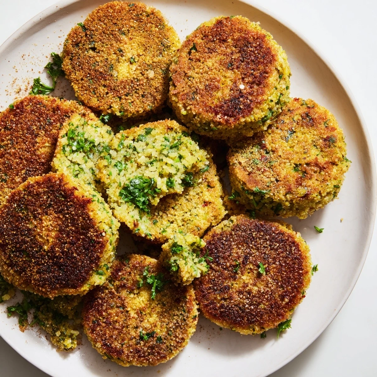 Golden-brown Crispy Falafel, ready to be served, shows off its delightful, crunchy texture and fresh herbs.