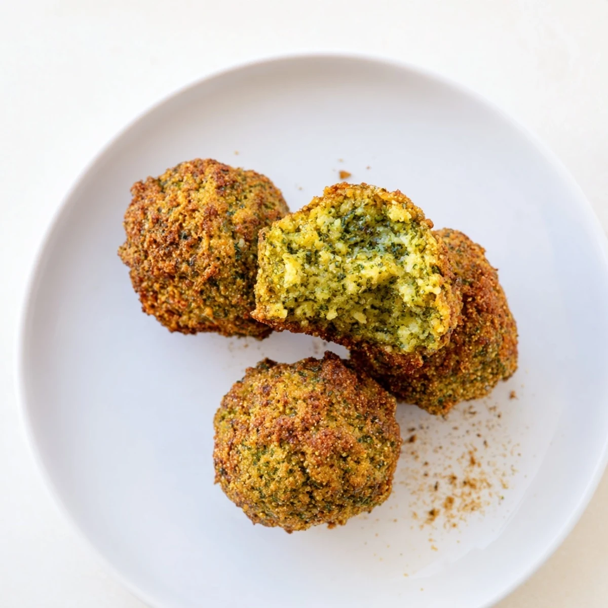 A close-up of freshly fried Crispy Falafel with a perfectly crunchy exterior, waiting to be devoured.