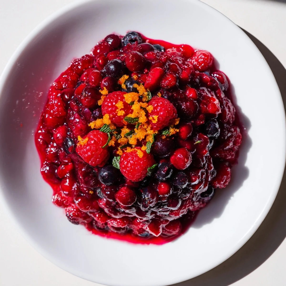 Vibrant cranberry garnish berries glistening with sugar, ideal for topping desserts and cocktails.