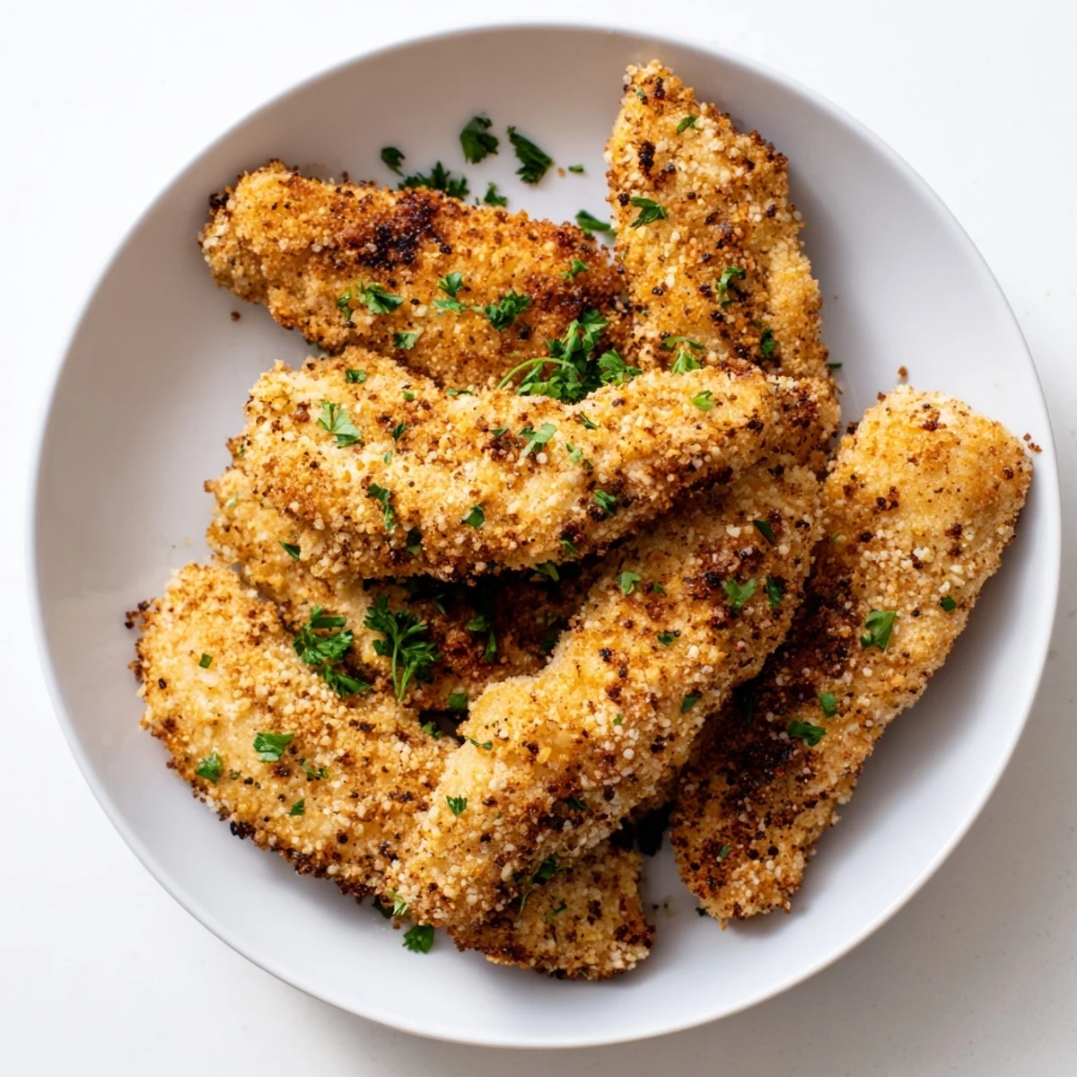 These juicy, oven-baked Chicken Tenders are easy to make, with a flavorful breadcrumb crust.