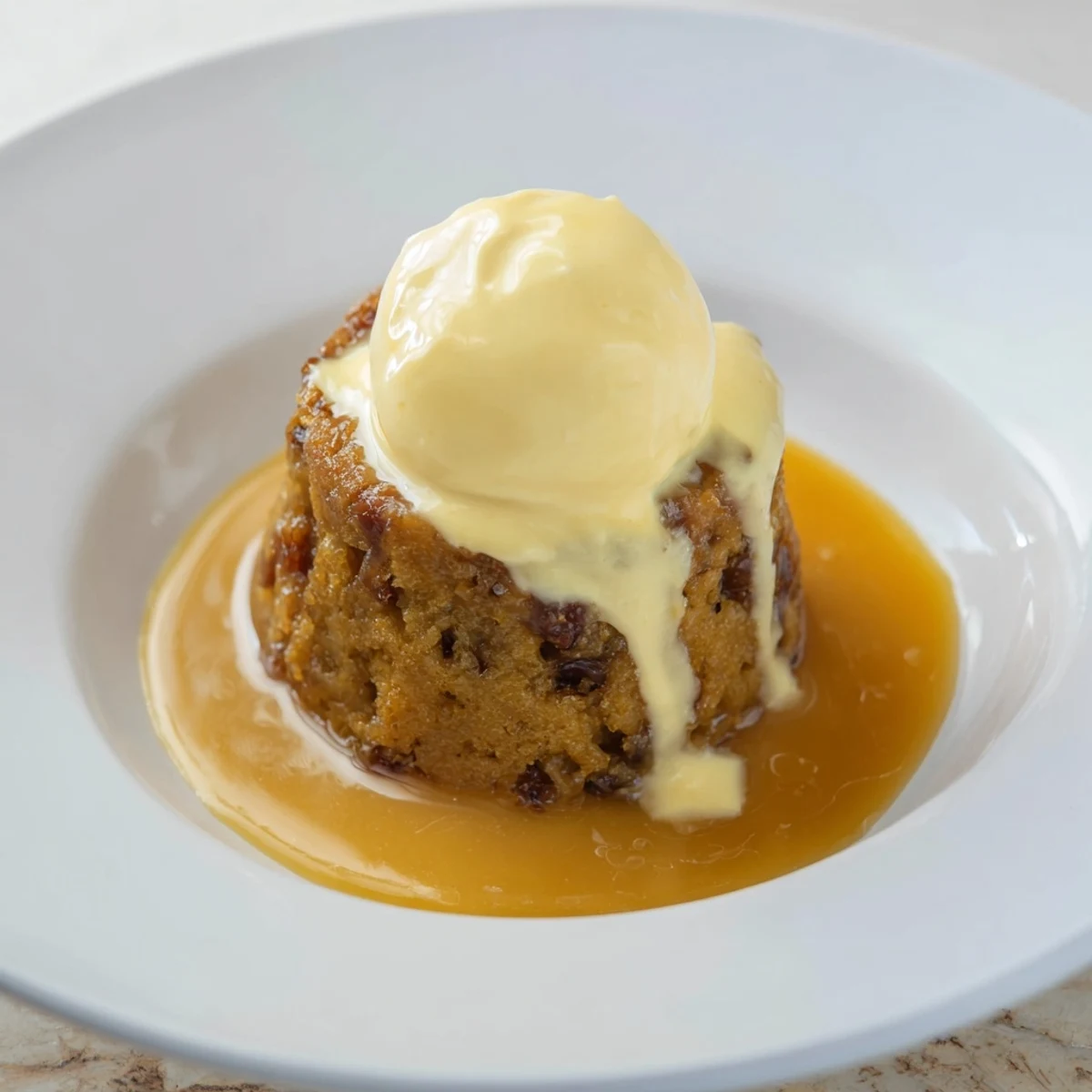 Served warm with vanilla ice cream, this warm sticky toffee pudding is a comforting classic.