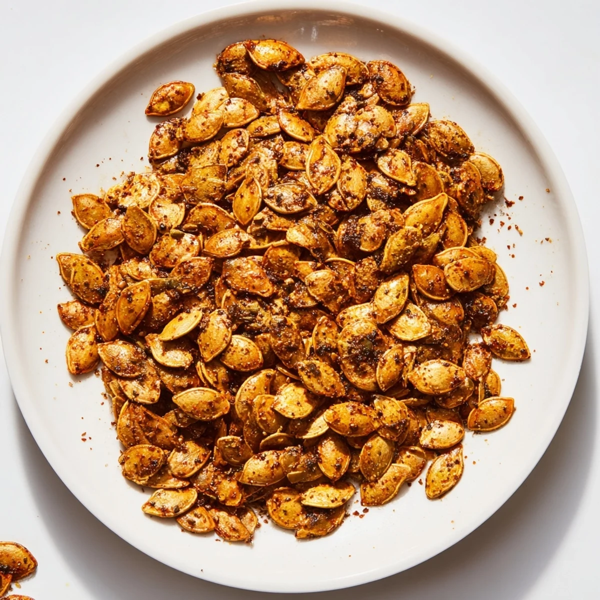 Deliciously seasoned roasted pumpkin seeds, perfectly crunchy and ready to enjoy as a flavorful topping.