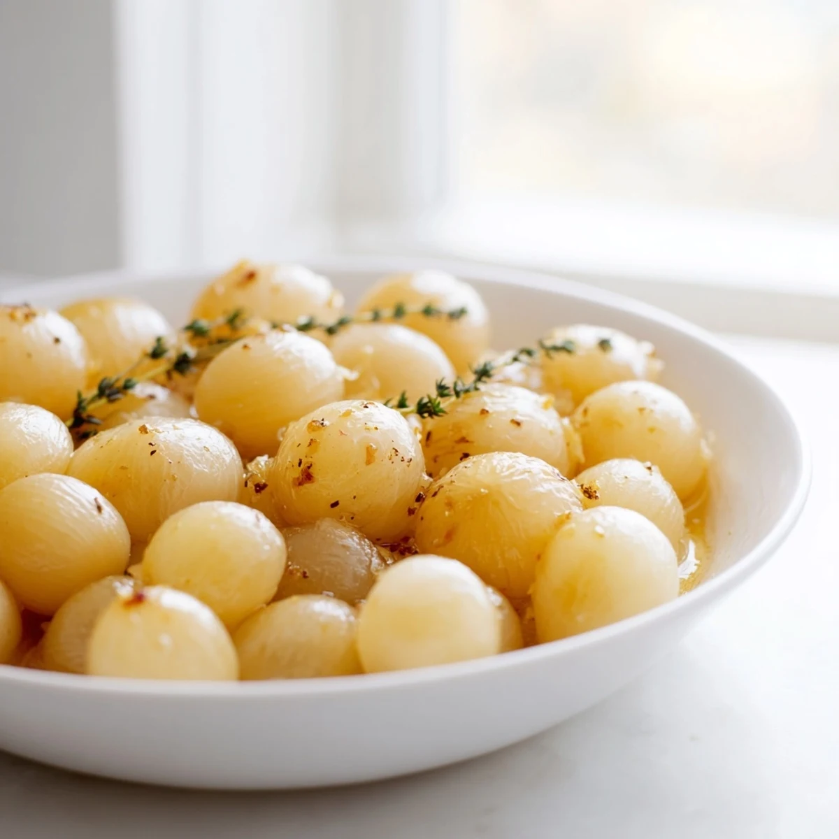 Buttery Braised Onions, tender and sweet, cooked until caramelized; a delicious accompaniment to any meal.