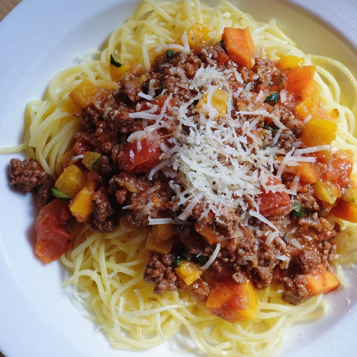 Steaming bowl of Beef Bolognese, rich Italian meat sauce, ready to be served over pasta.