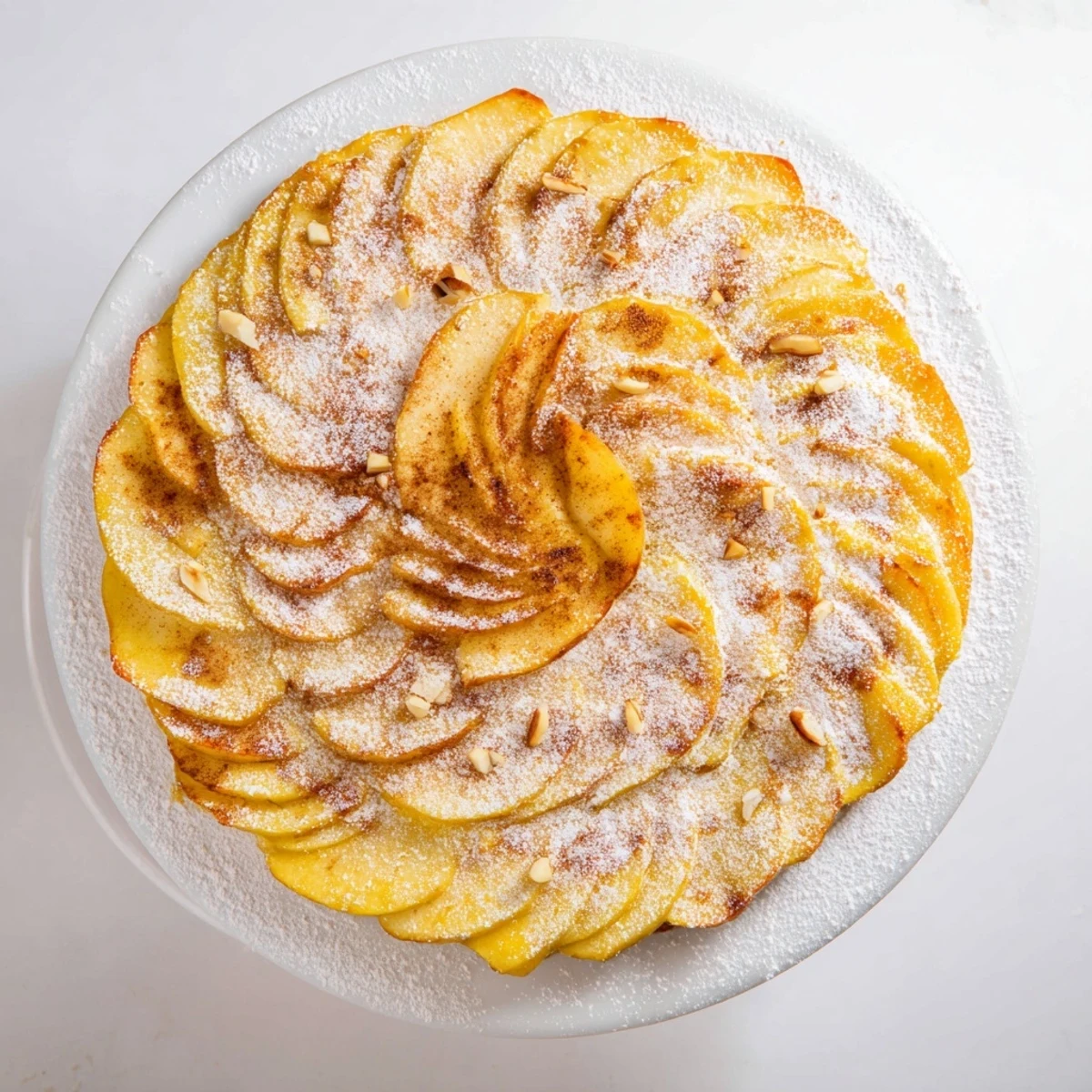 Golden, baked Spiced Pear Tart, with layers of tender pears under a delicious buttery crust.