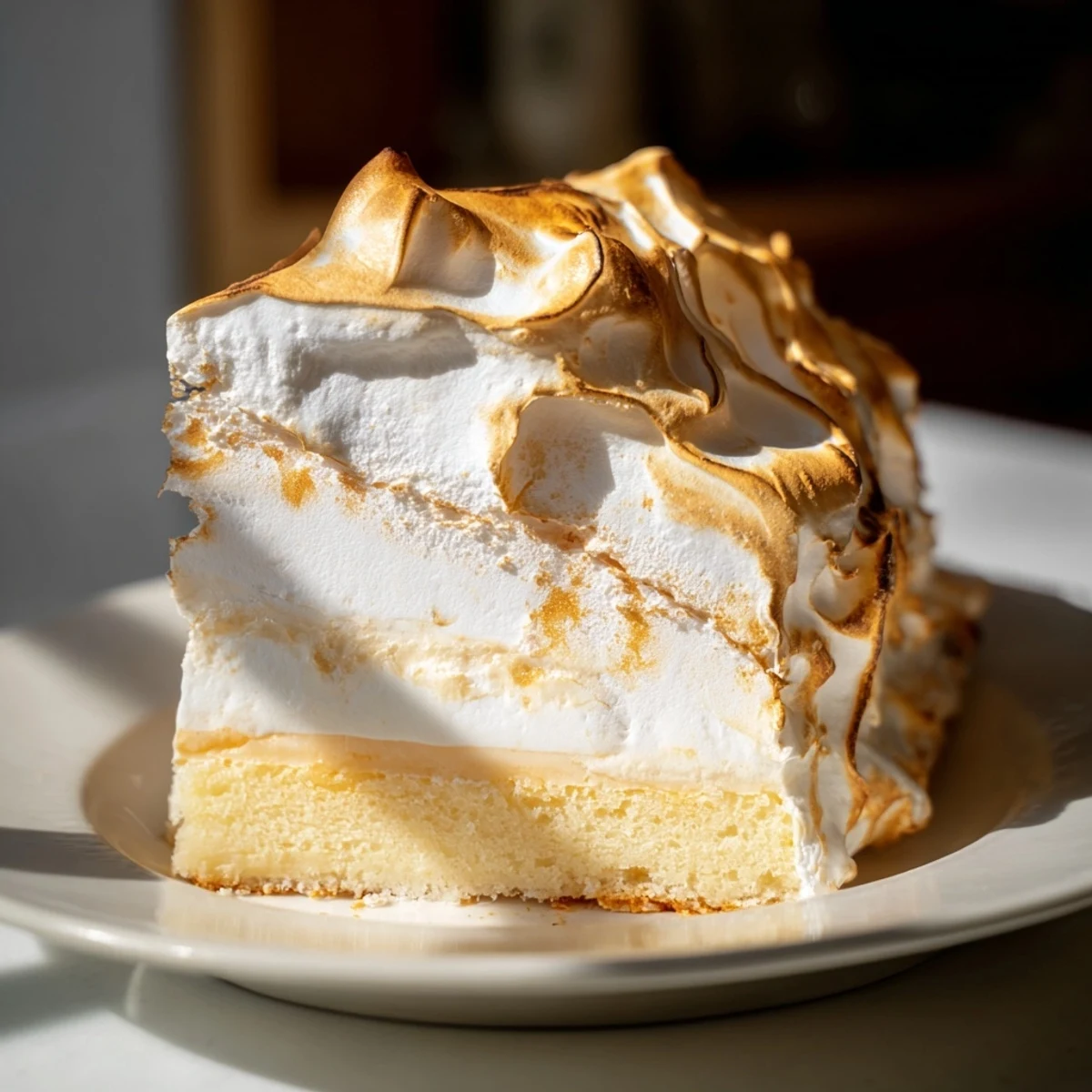 Imagine a beautiful Baked Alaska Slice, with toasted meringue embracing cold vanilla ice cream.