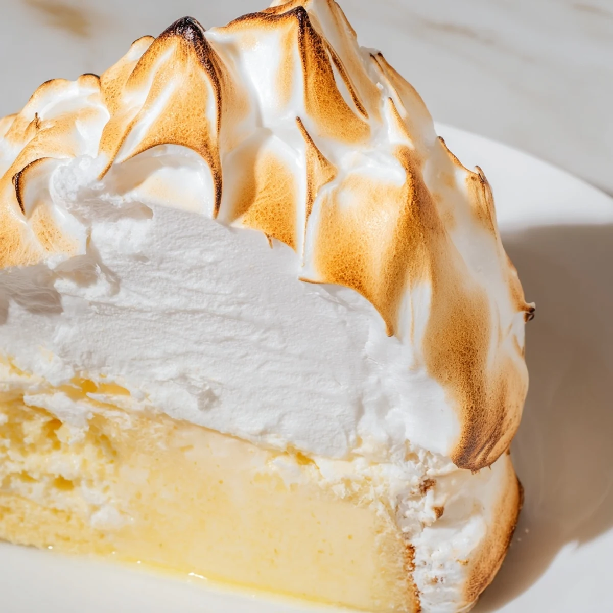 The perfect bite of Baked Alaska Slice: a crispy meringue shell surrounding frozen, flavorful layers.