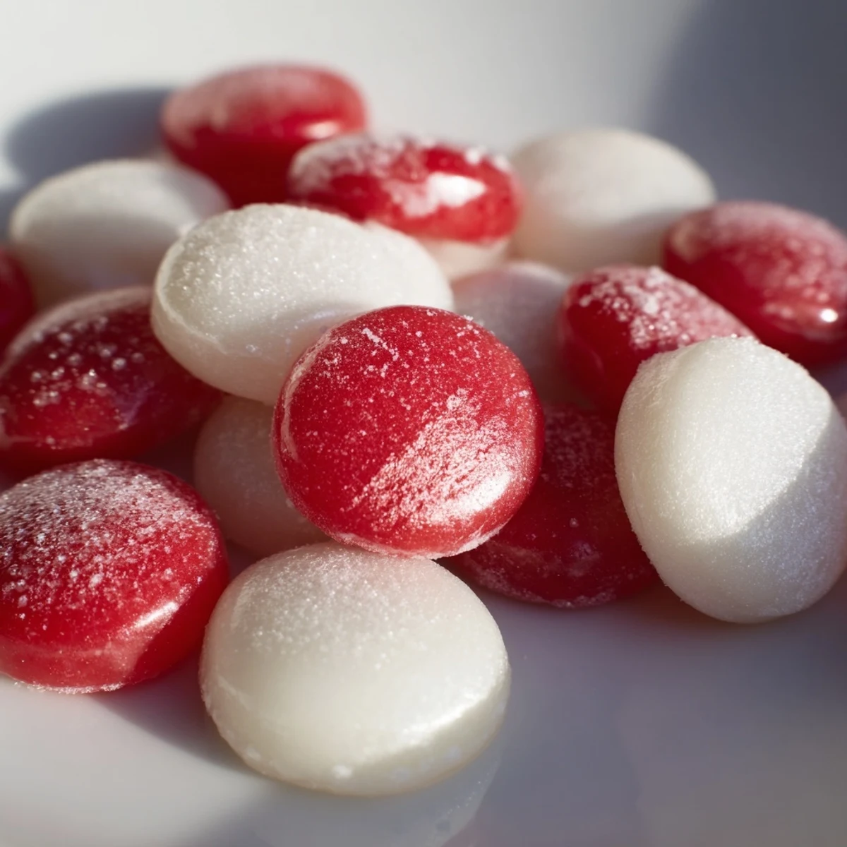 Freshly made Peppermint Drop Candy, a batch of hard candies cooling on parchment, ready to share.