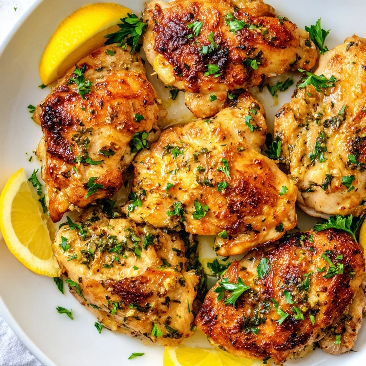 Oven-baked Garlic Skinless Chicken offers a beautifully browned crust, ready for a delicious dinner.