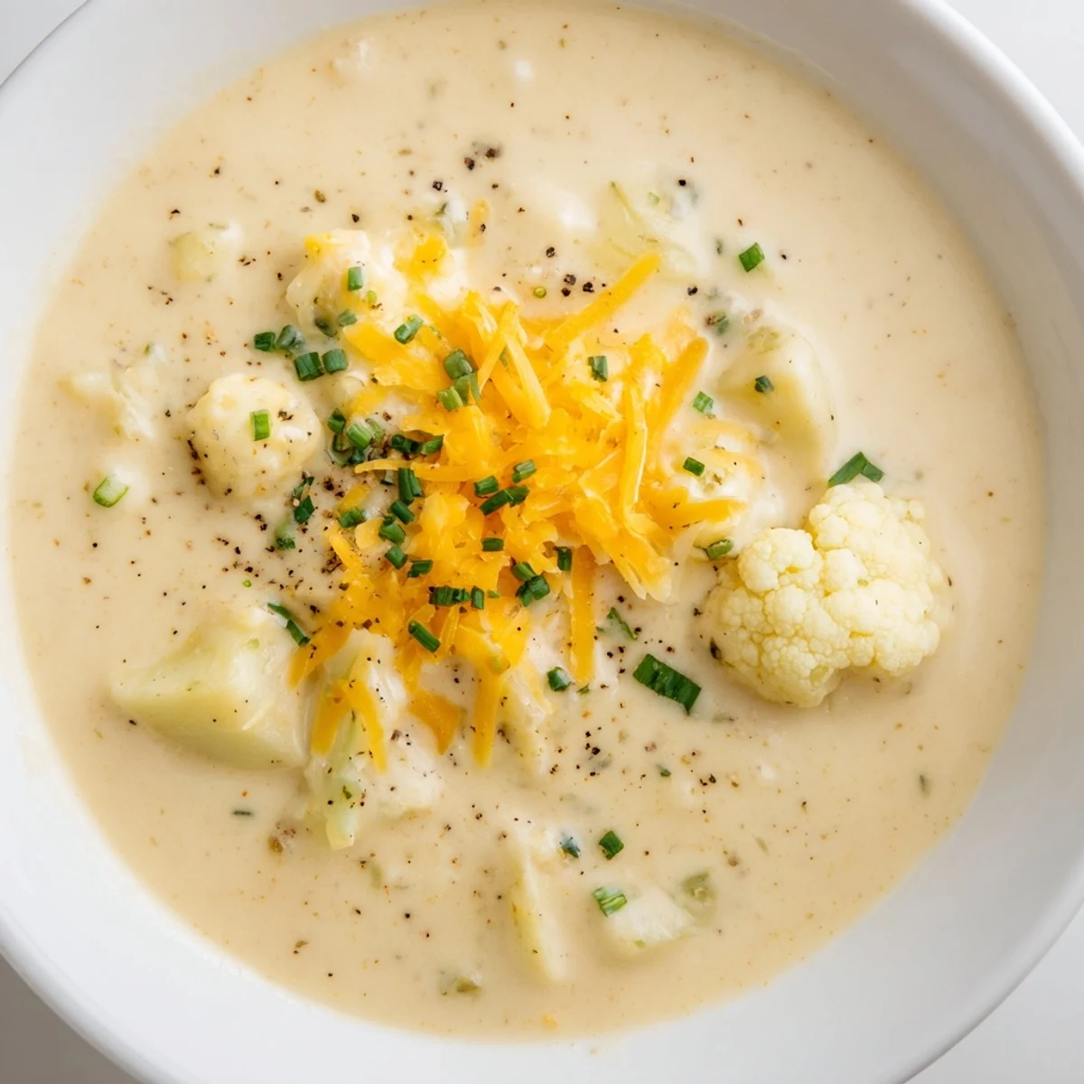 This creamy cauliflower chowder with cheddar offers a thick, velvety texture, perfect for a warming supper.