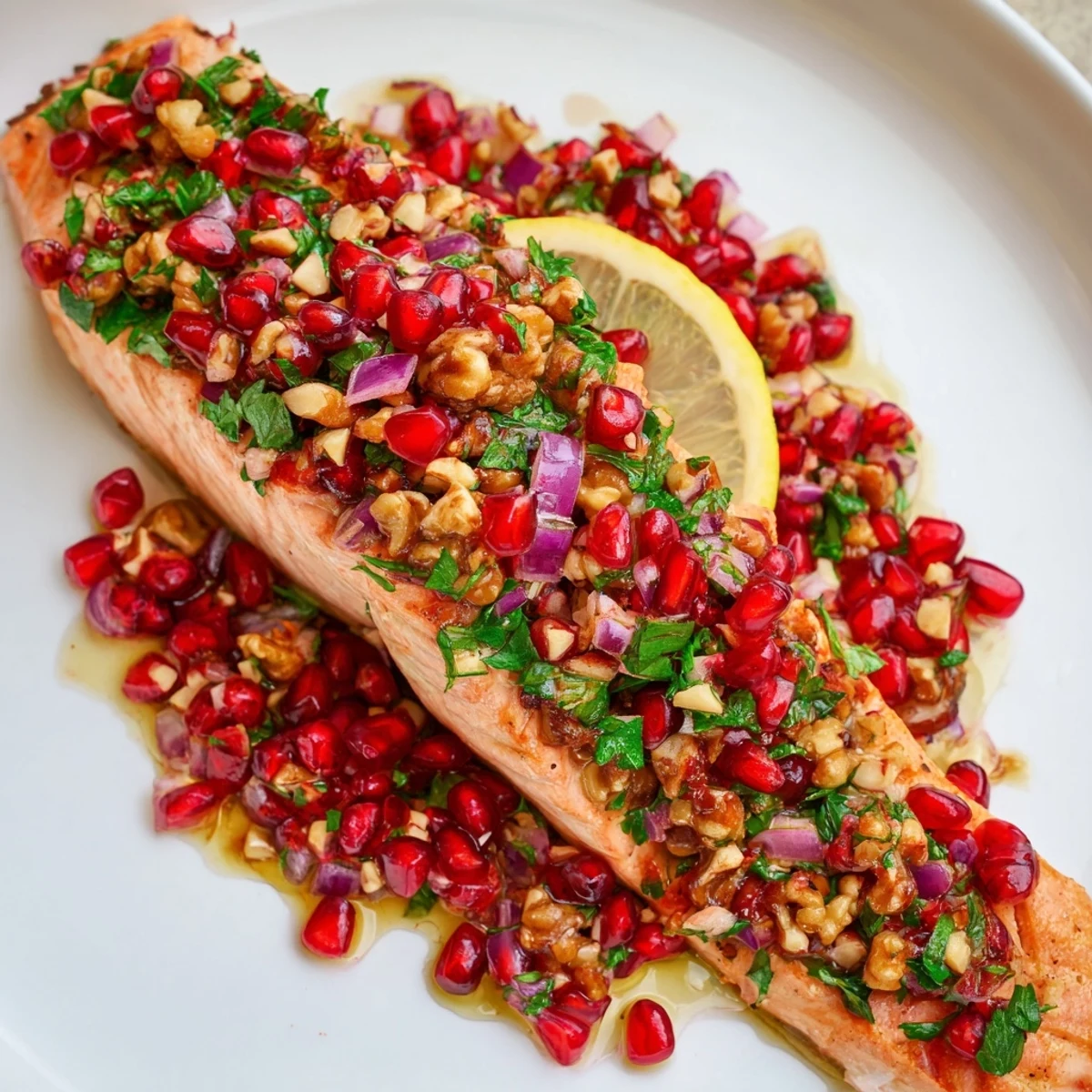 Baked Salmon Pomegranate Salsa