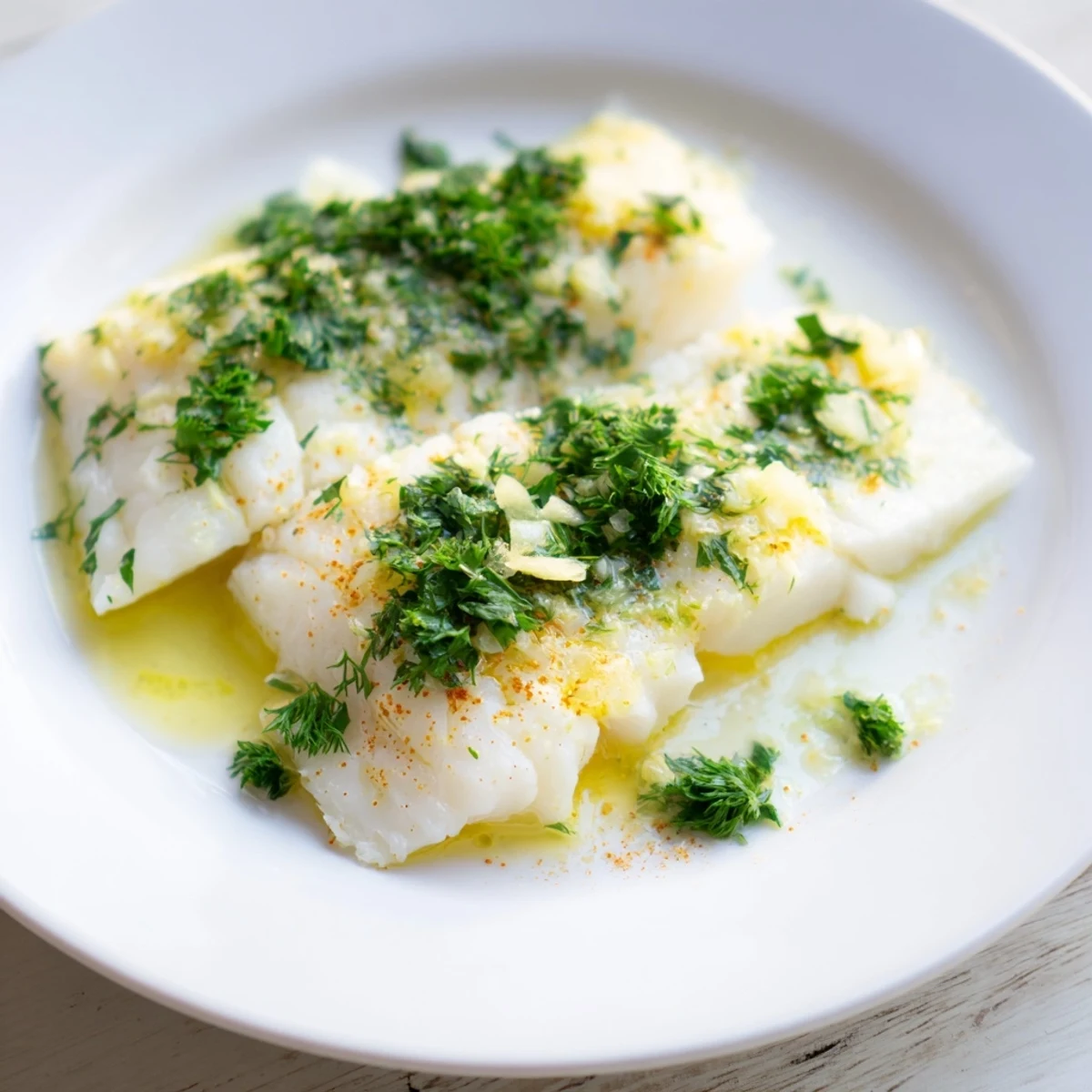 This baked haddock with lemon and herbs features a tender, flaky fish with a vibrant, herbed topping.