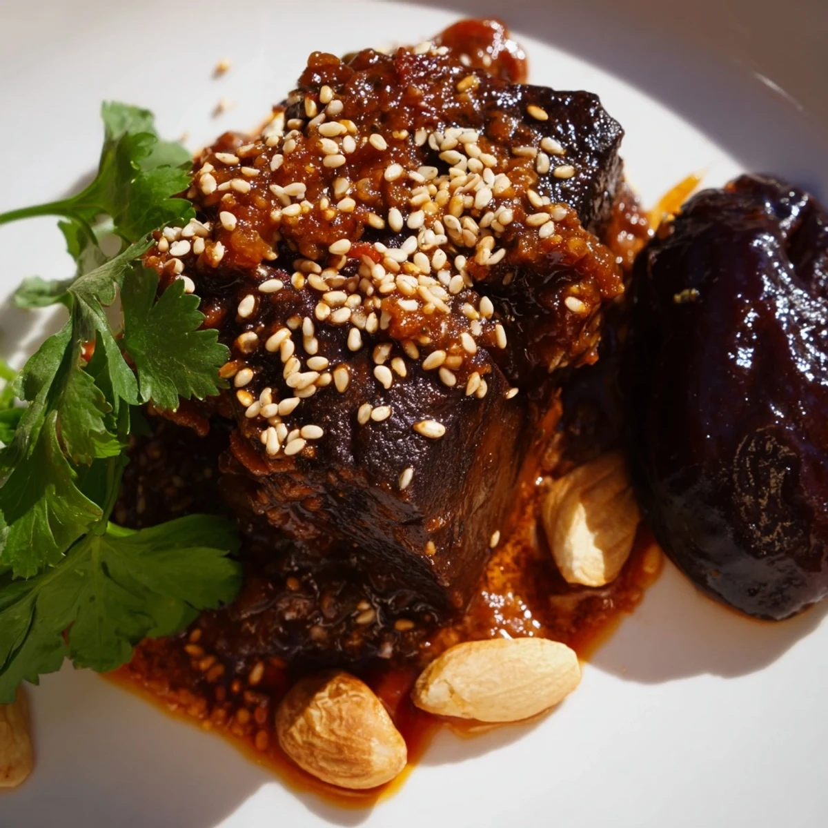 Tender Slow Cooked Lamb Tagine with Prunes served over fluffy couscous, ready for a hearty family dinner.