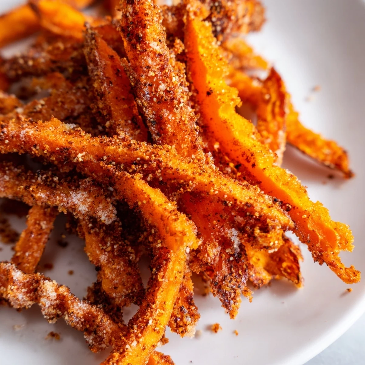 Crispy Air Fryer Sweet Potato Fries served in a ceramic bowl with ketchup for dipping.