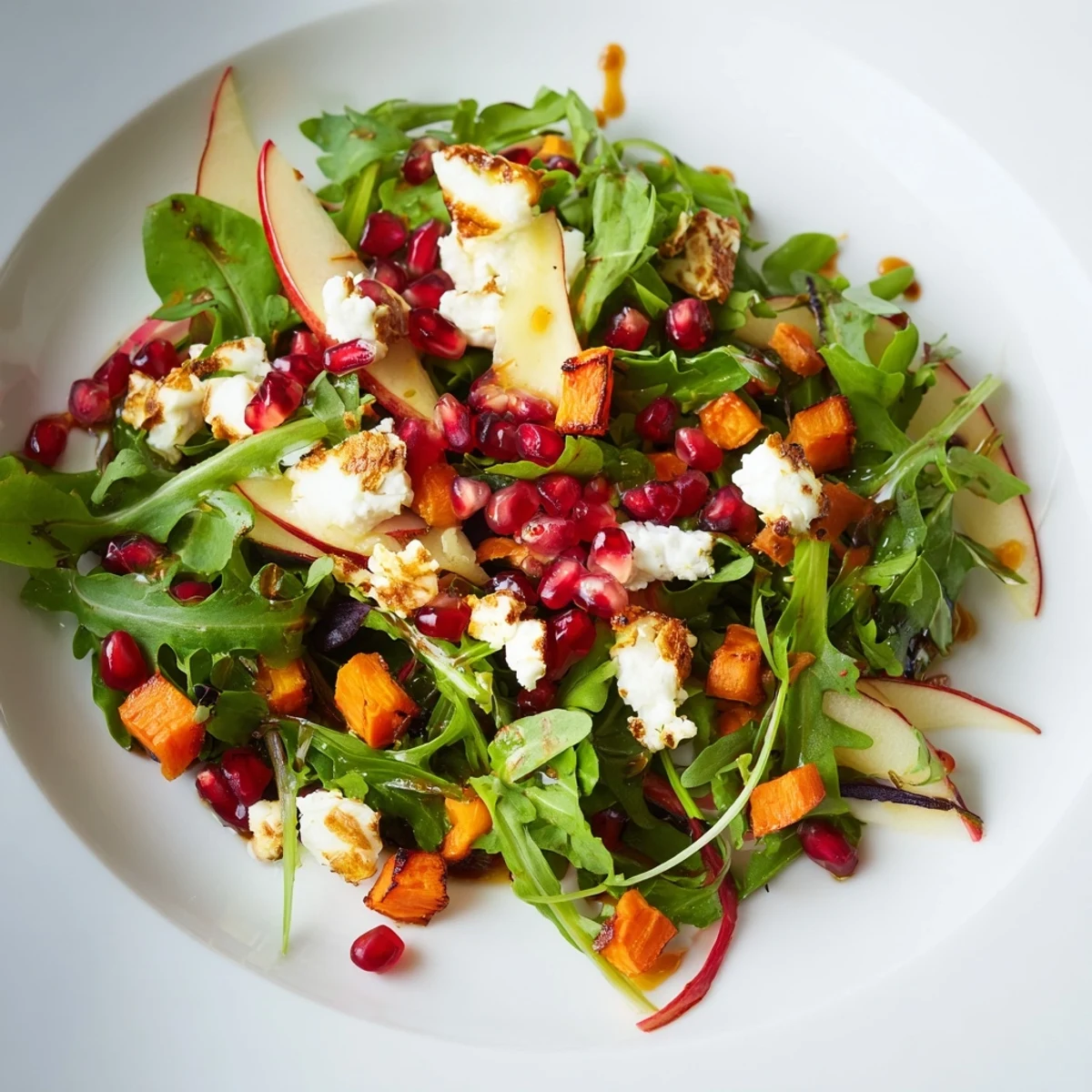 Colorful diced carrots, sweet potatoes, and beets tossed with tangy orange dressing on the Winter Salad Mix. 