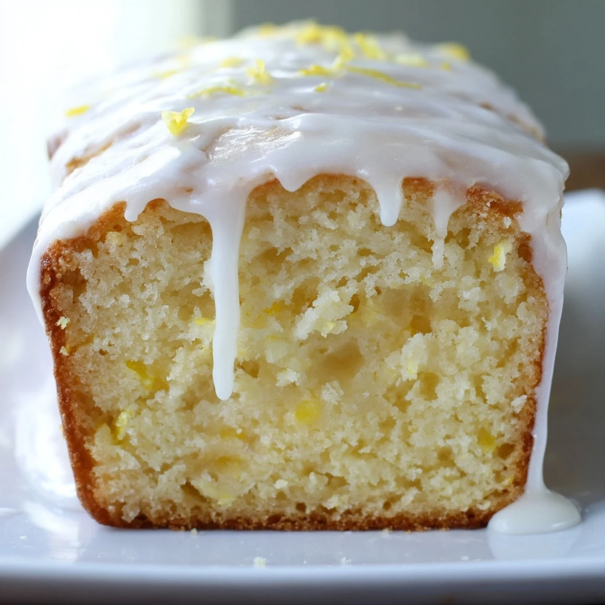 Homemade Lemon Bread Loaf cooling on a wire rack, showcasing its zesty aroma and golden crust.