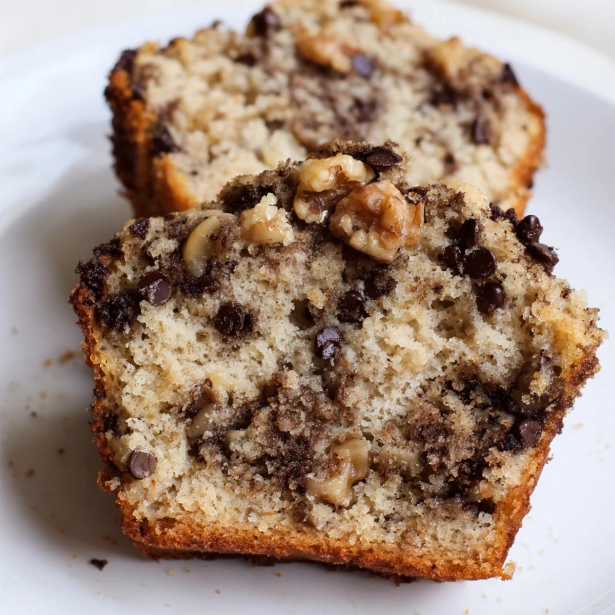 A basket of golden Chocolate Chip Banana Bread Muffins on a rustic wooden table.