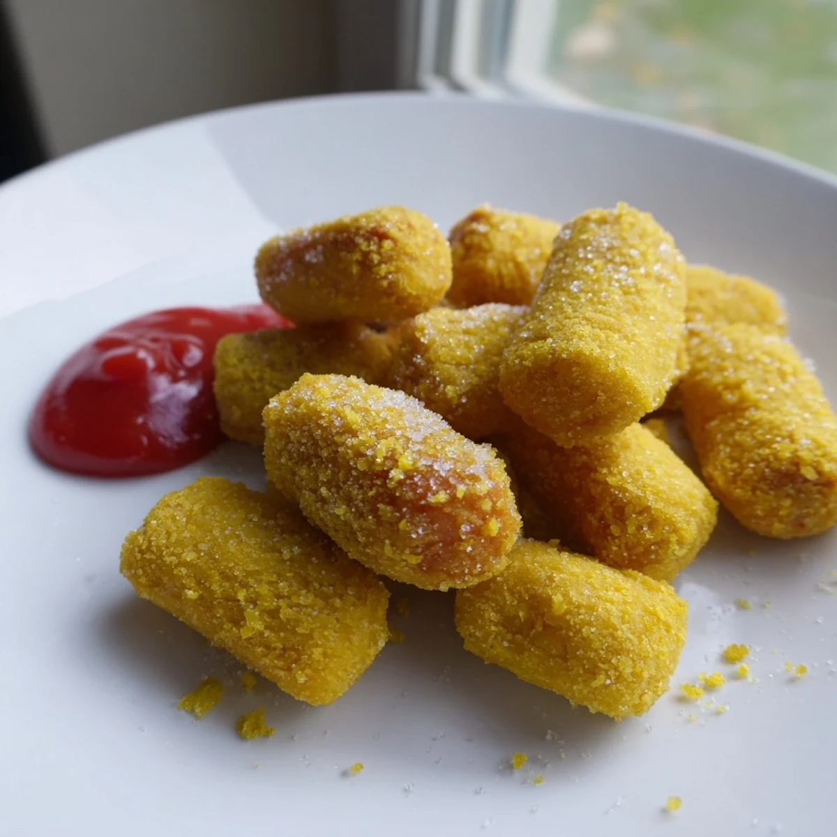 Hot Super Bowl Corn Dog Nuggets on toothpicks, perfect game day appetizer, halal hot dogs inside.
