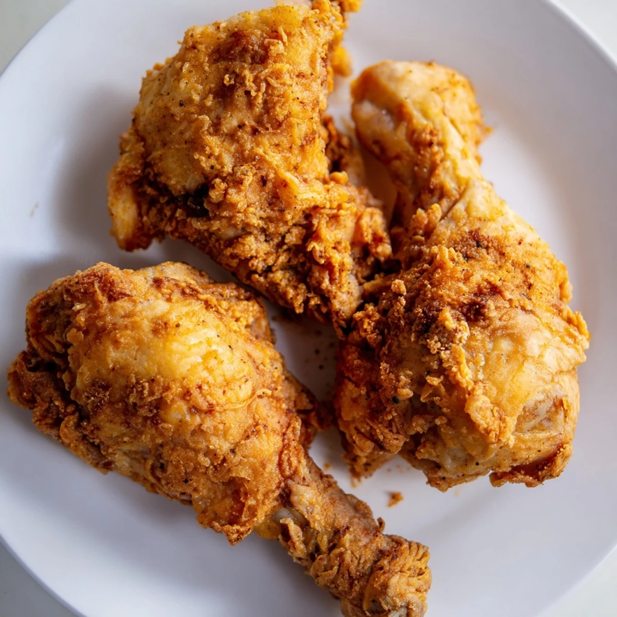 Heavily seasoned Cajun Fried Chicken drumsticks and thighs being dredged in flour for a crunchy Southern-style crust.