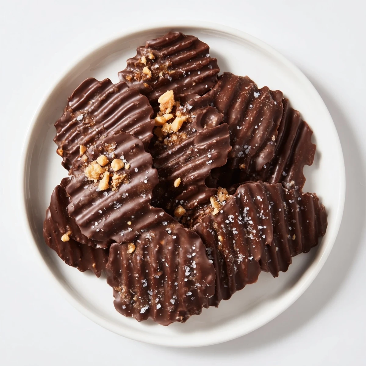 A hand holding a fork dipping a ridged potato chip into melted chocolate, capturing the sweet and salty treat preparation process.