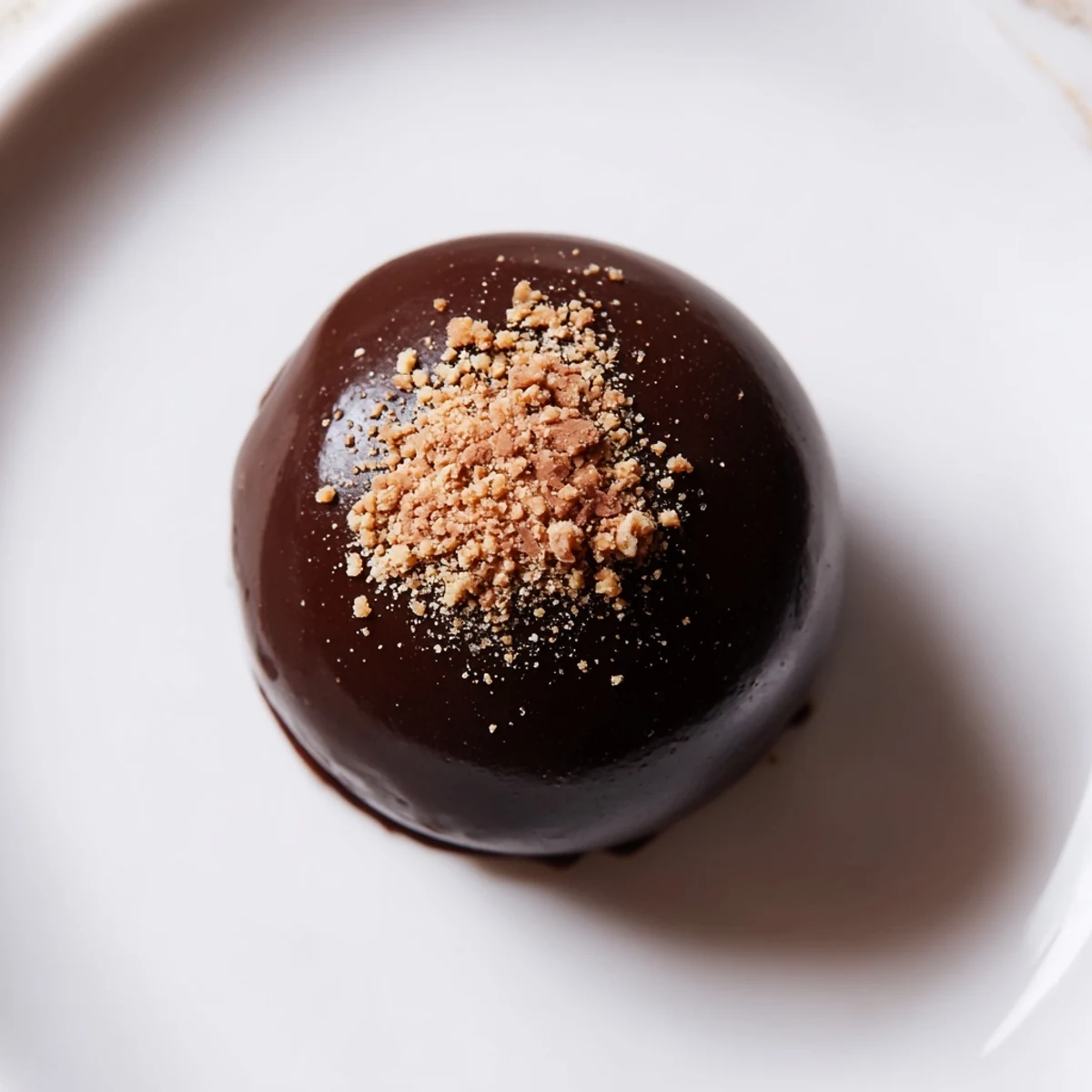 Decadent Irish Cream Truffles rolled in chopped nuts, resting on a white ceramic plate.