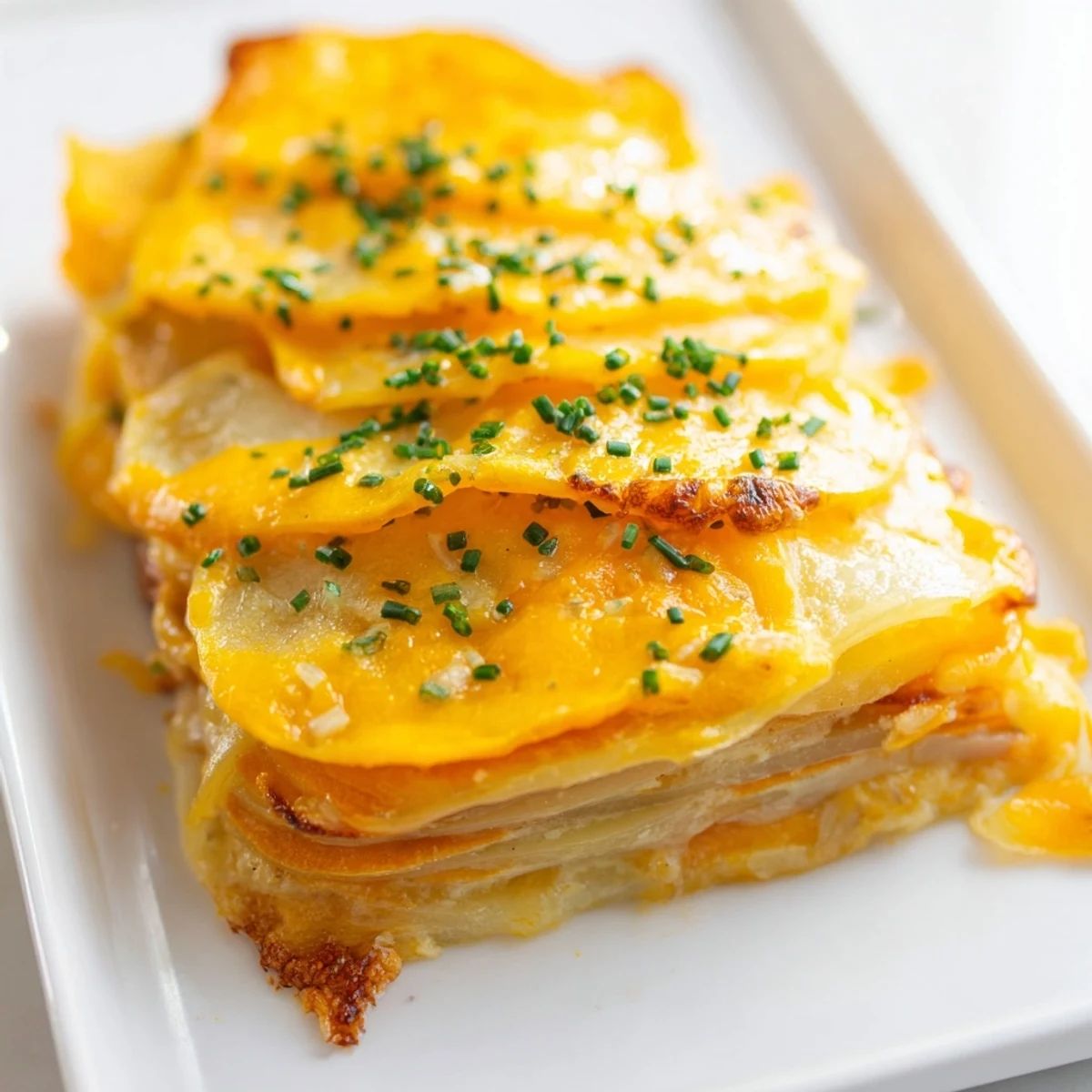 Serving suggestion for Cheesy Sweet Potato Gratin with Caramelized Onions Delight, paired with a crisp green salad on a rustic table.