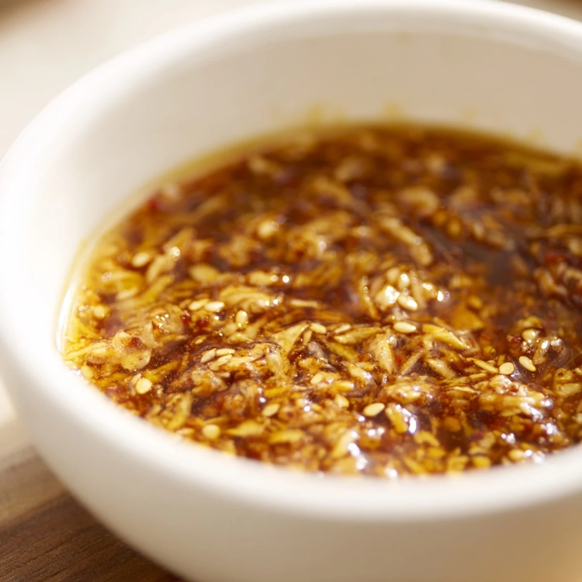 A bowl of the best Asian coleslaw dressing ready to toss with crunchy vegetables for a fresh side.