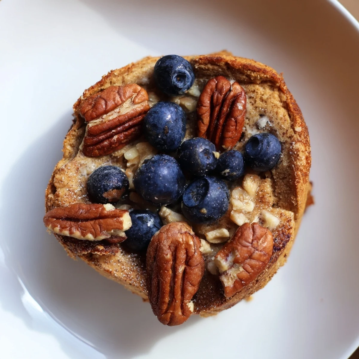 Freshly baked Protein French Toast Muffins with a golden brown top and moist interior.