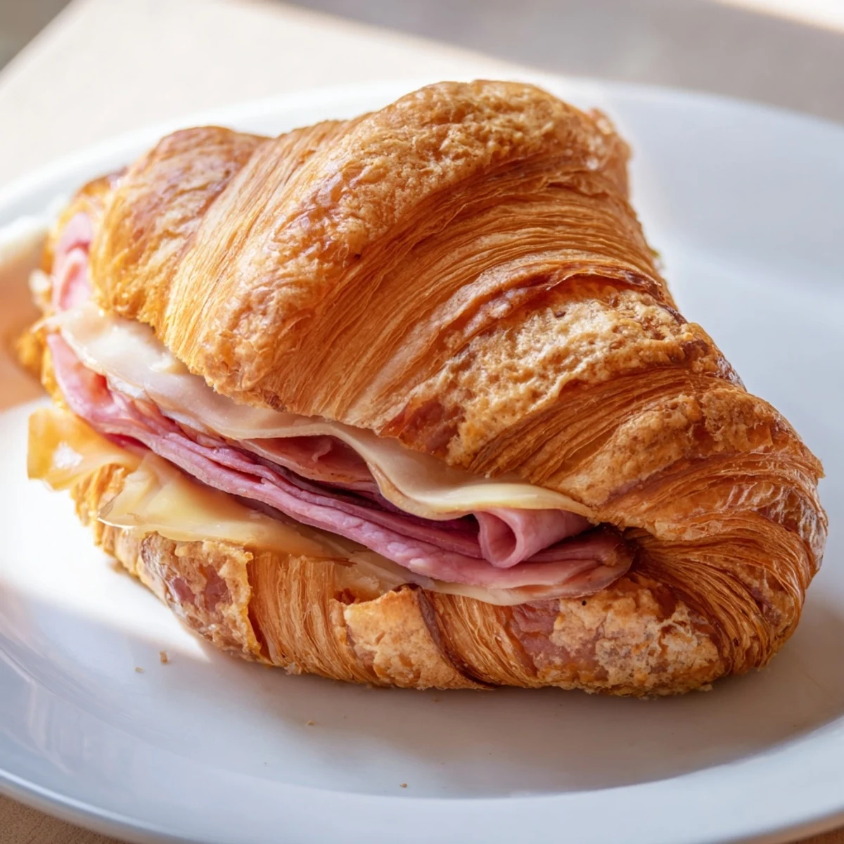Flaky croissant layered with roast beef, ham, and melted cheese, air-fried to golden crisp perfection for breakfast.