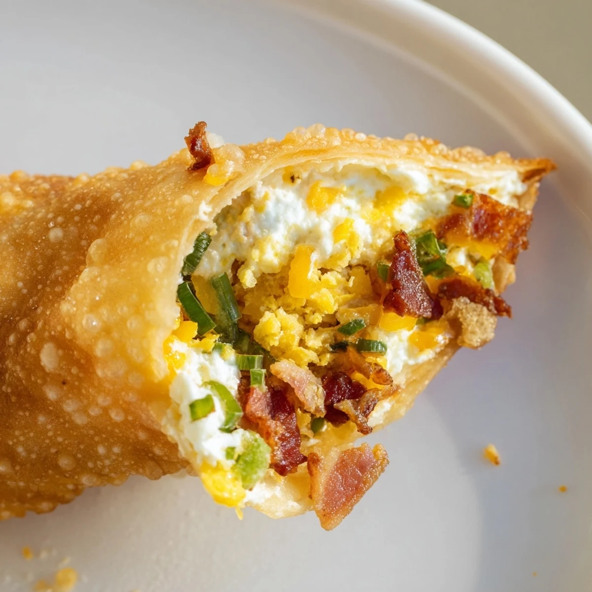 Bacon Jalapeno Popper Eggrolls are arranged on a platter with a small bowl of creamy ranch dip.
