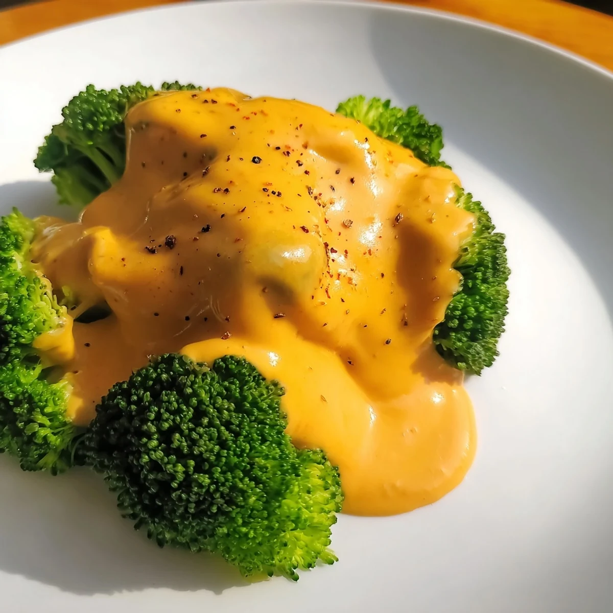 A bowl of warm Snappy Cheddar Sauce with tangy sharp cheddar, ready to drizzle over steaming baked potatoes.