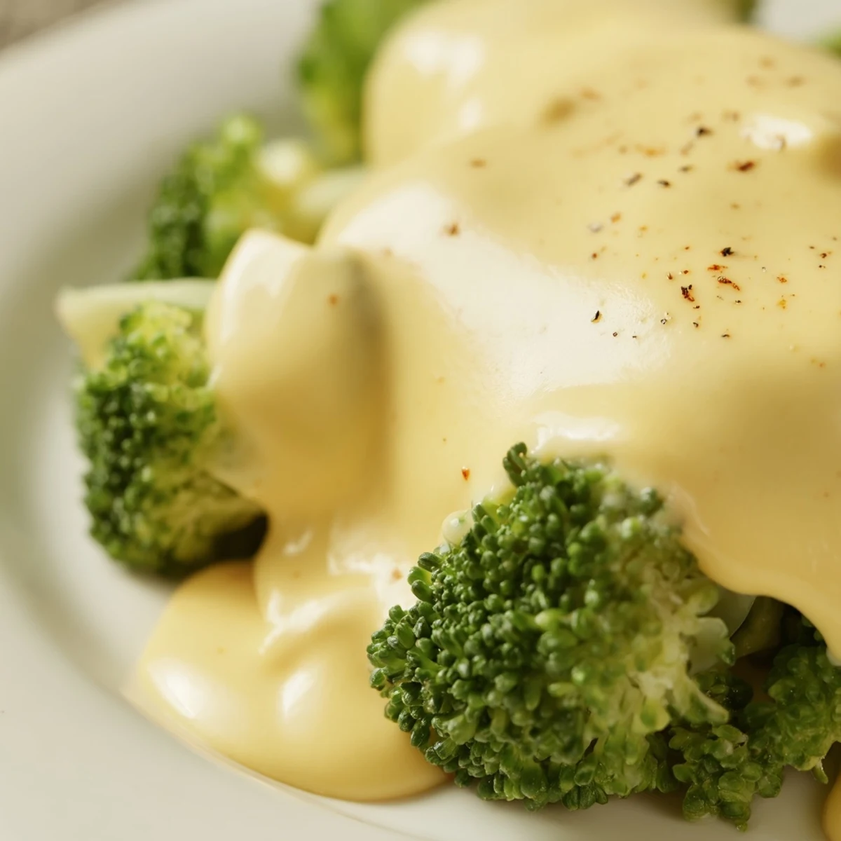 Thick, creamy Snappy Cheddar Sauce glistening with a hint of spice, served beside crisp vegetable sticks for dipping.