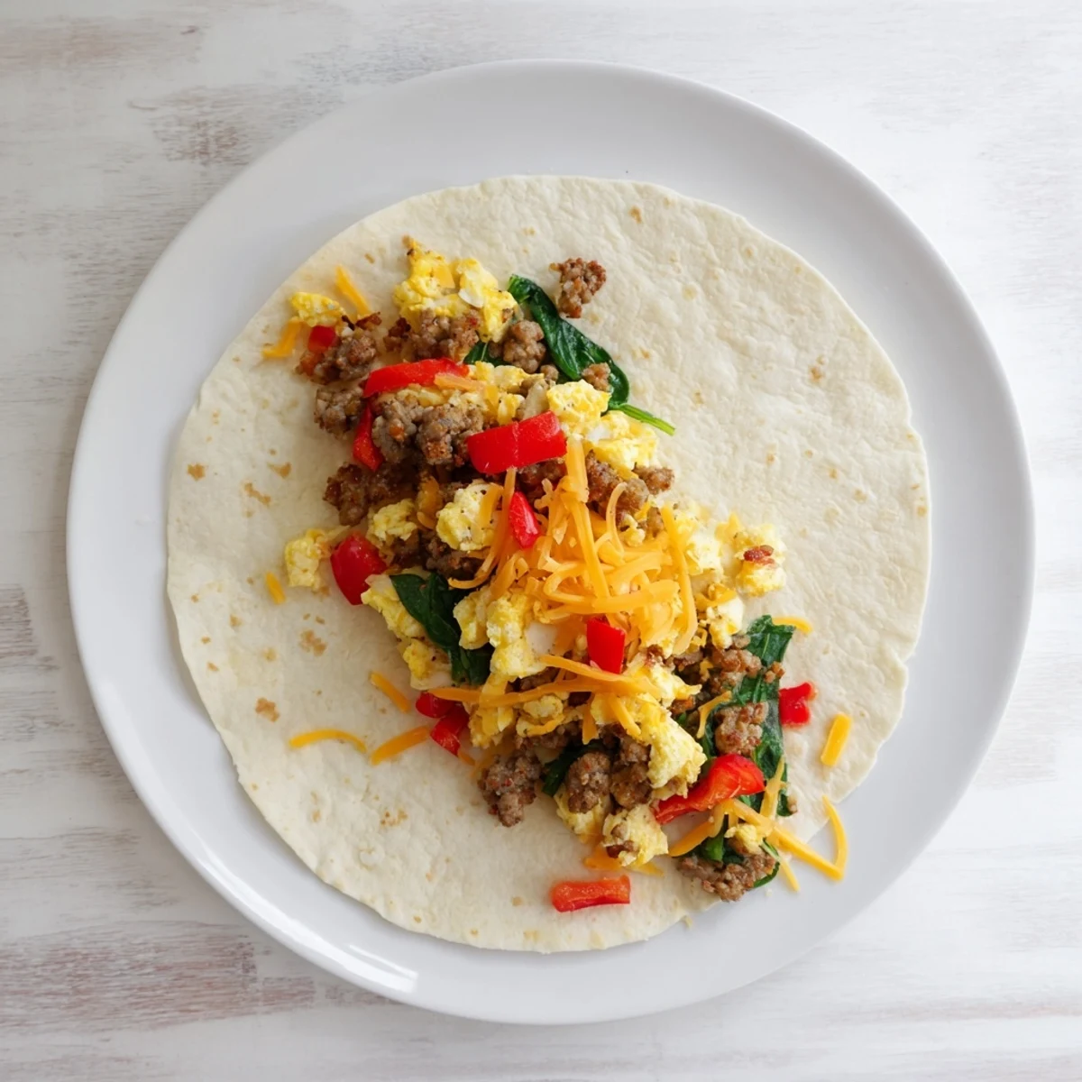 Freshly rolled Make-Ahead Breakfast Burritos served warm with melted cheese and a side of salsa.