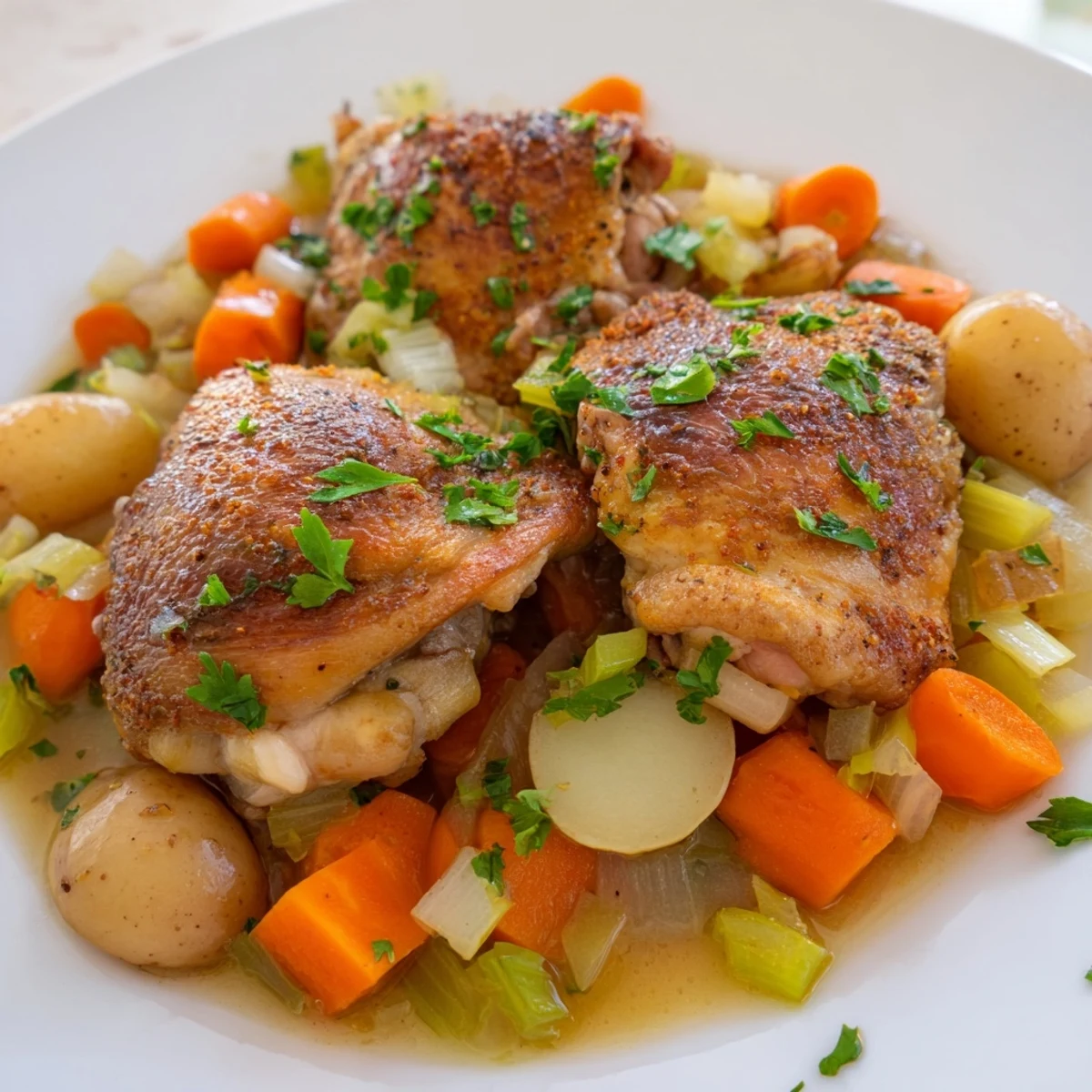 Wholesome chicken and vegetables slow cooked to perfection, ideal for a comforting, gluten-free weeknight dinner.