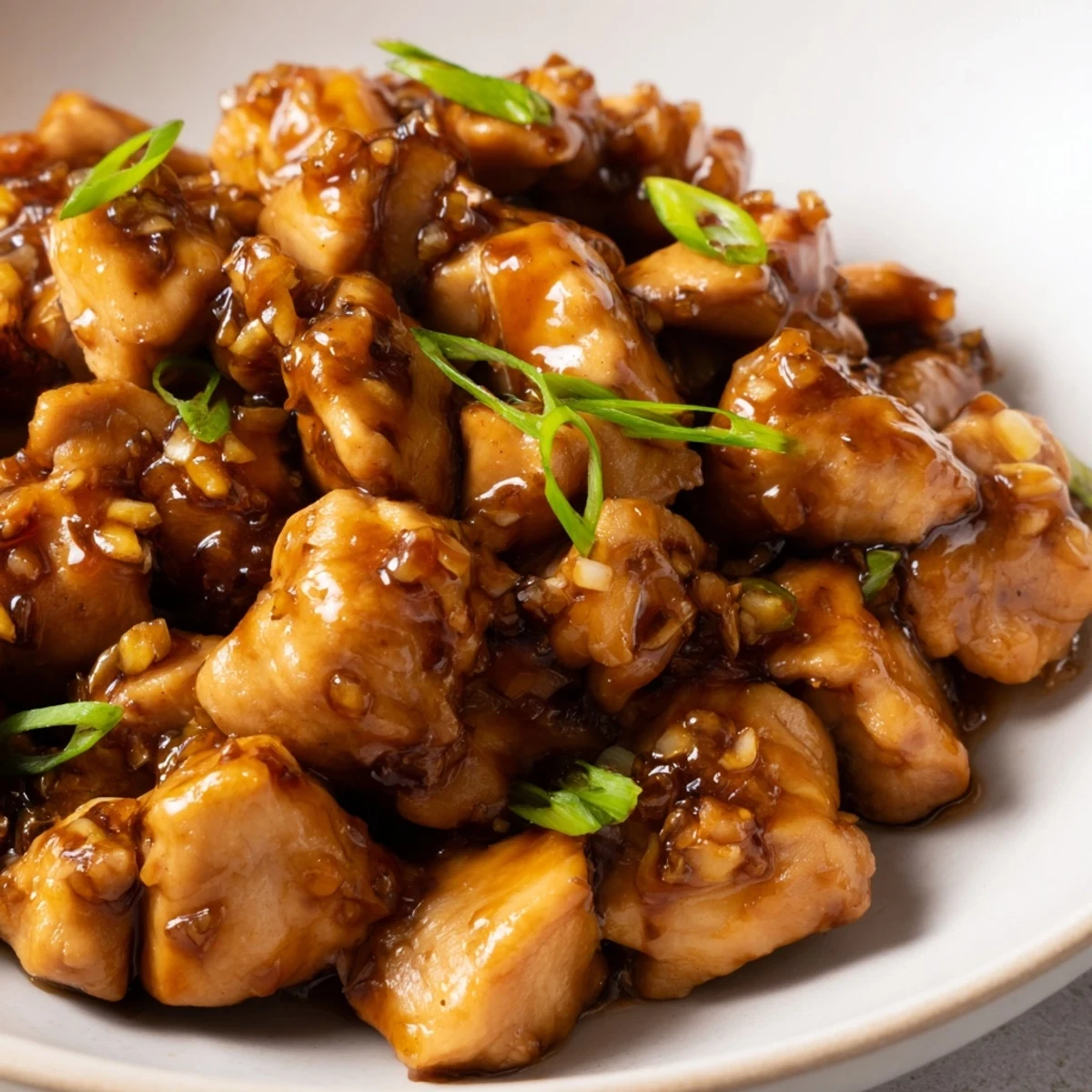 Tender Mongolian chicken simmered in caramelized brown sugar soy ginger sauce